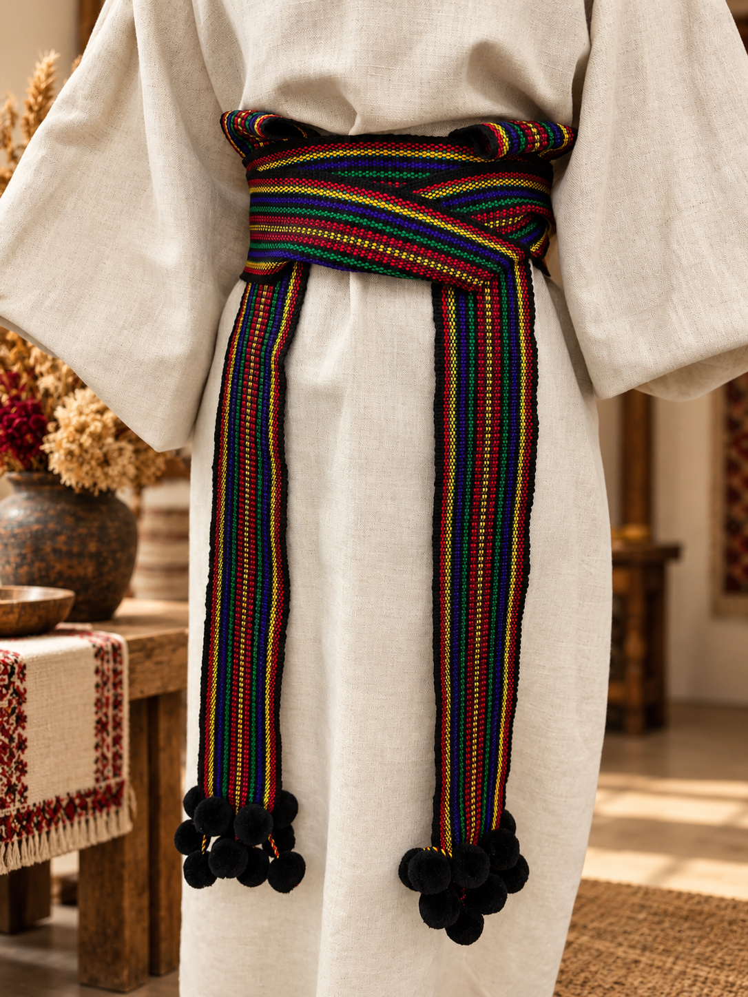 Traditional Women’s Ukrainian Kraika With Colored Tassels