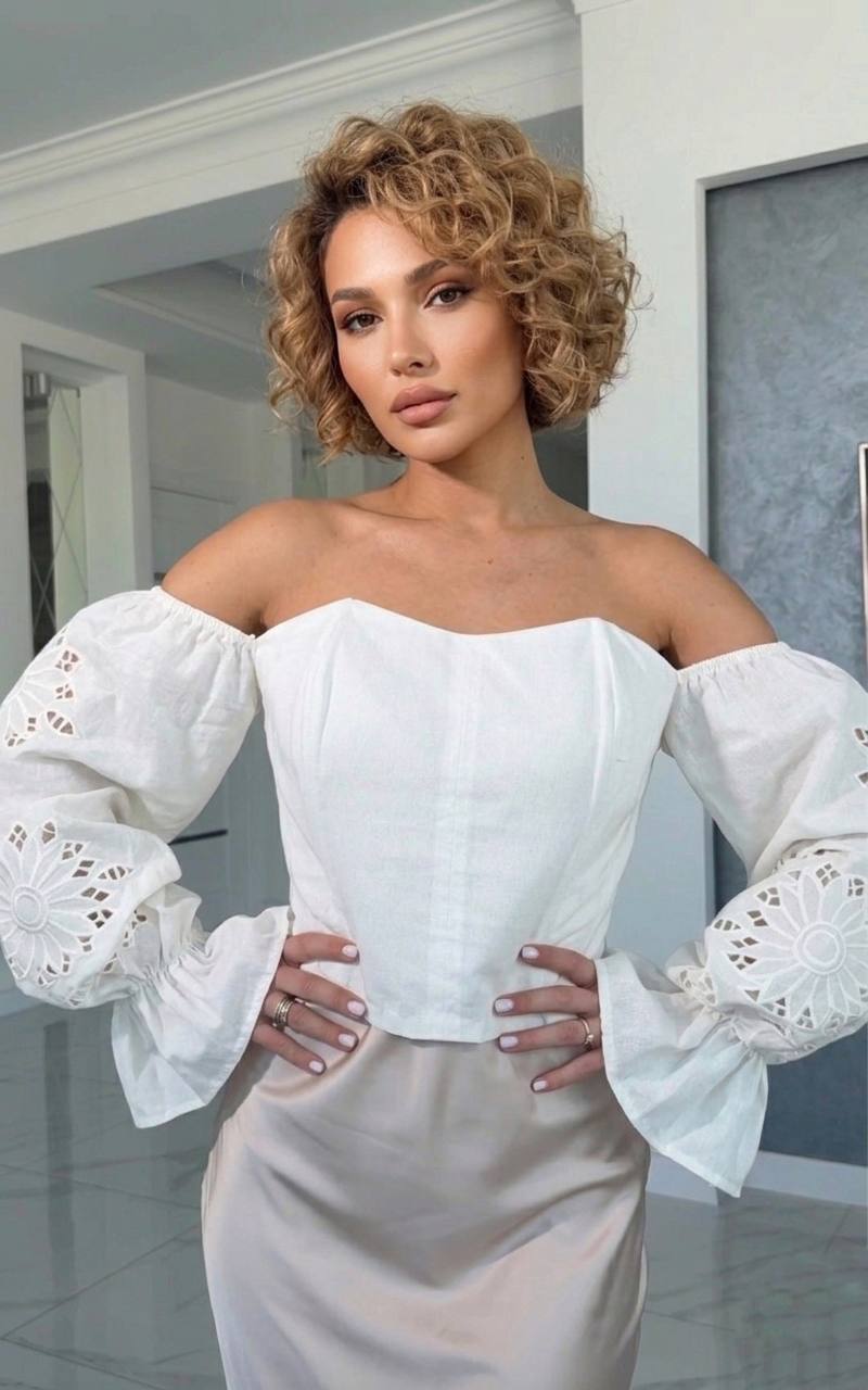 White Cotton Corset with Sleeves