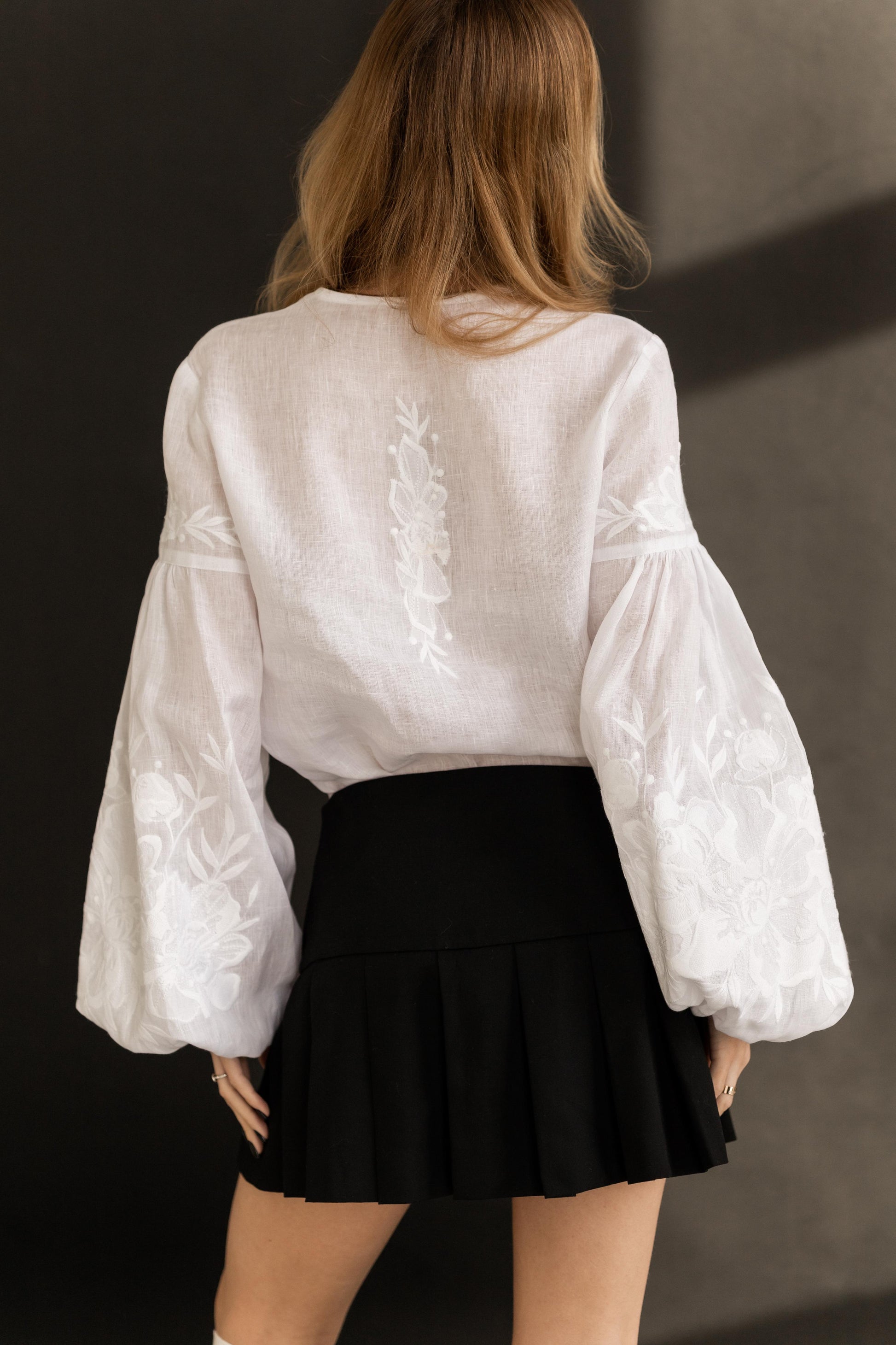 White Linen Embroidered Blouse “Nizhnist”