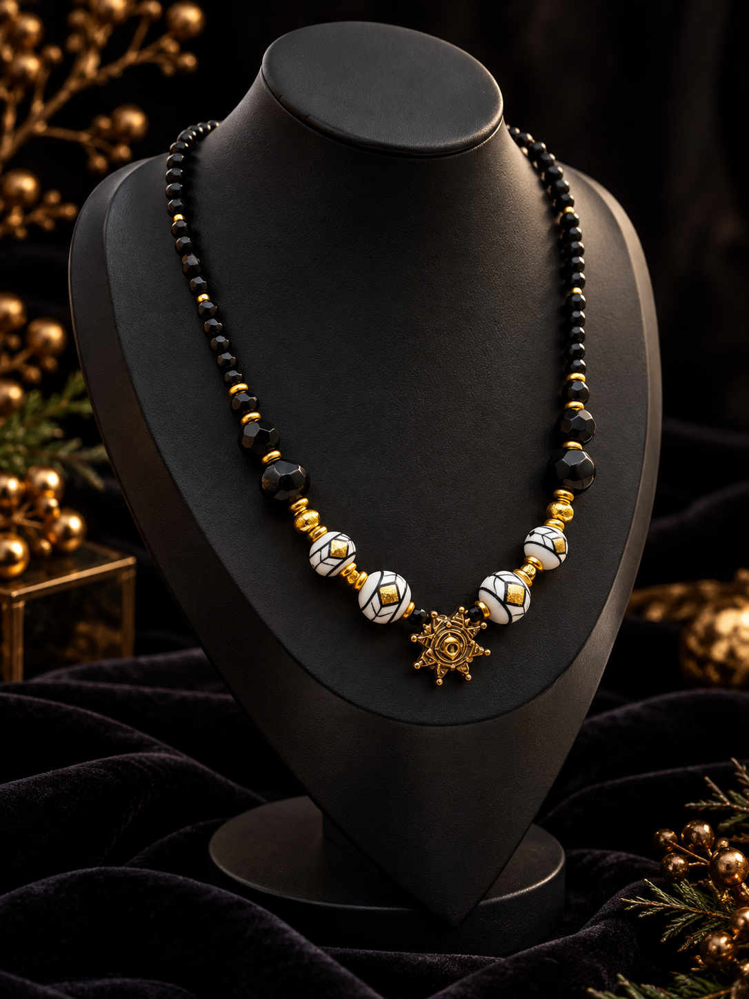 “Christmas Star” Ceramic Necklace — “Christmas Night” Collection