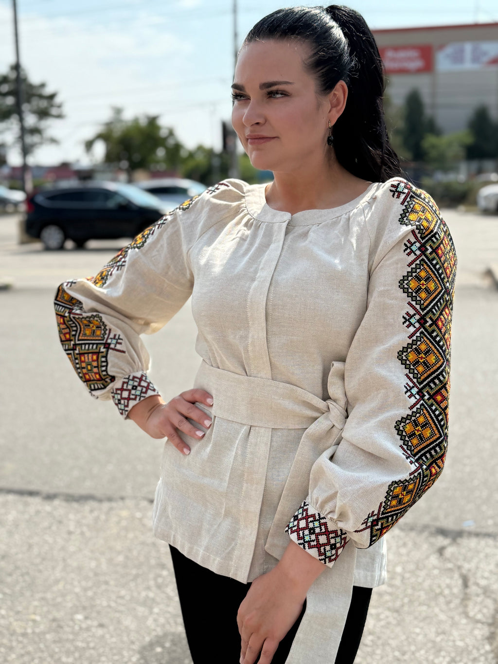 Women’s Vyshyvanka Linen Long Sleeve In Ukrainian Traditions