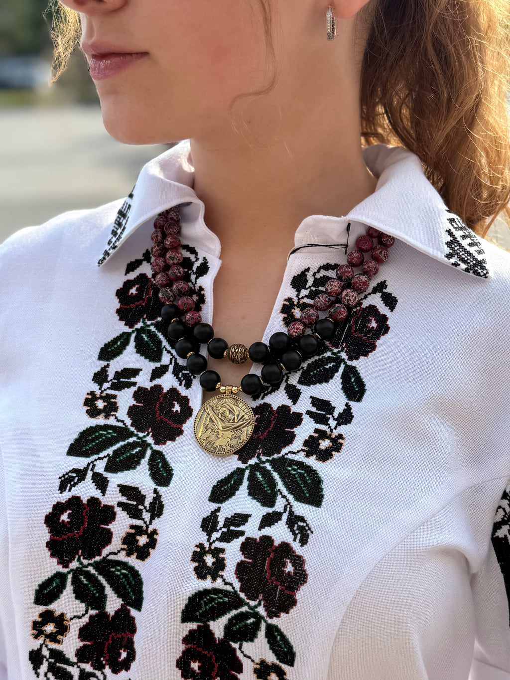 Women’s Embroidered Shirt "Transparent Flowers" – White Ukrainian Vyshyvanka with Delicate Floral Motifs