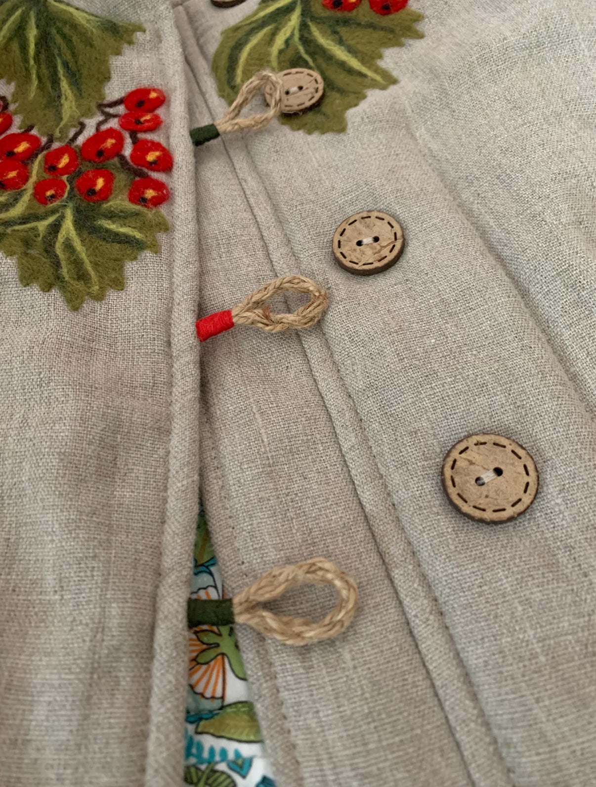 Linen Jacket "Kalyna" With Handmade Wool Felting