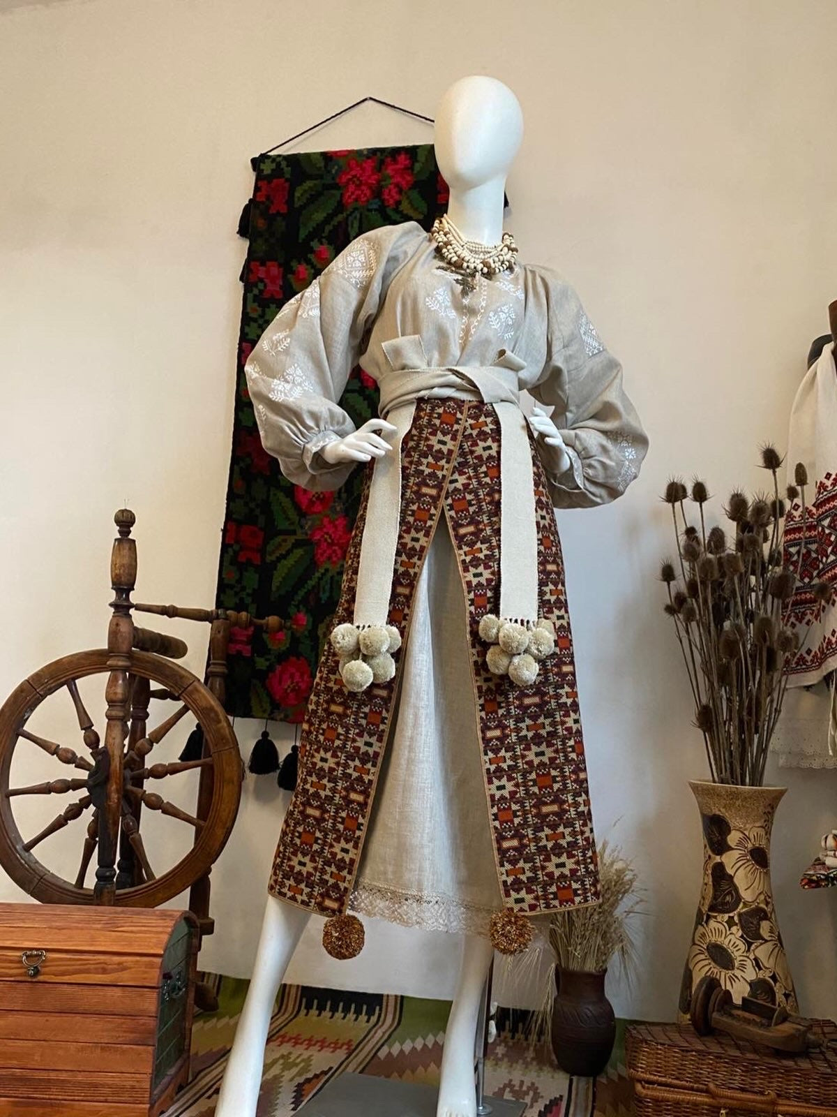 Traditional Ukrainian Plakhta Wrap Skirt Brown colour