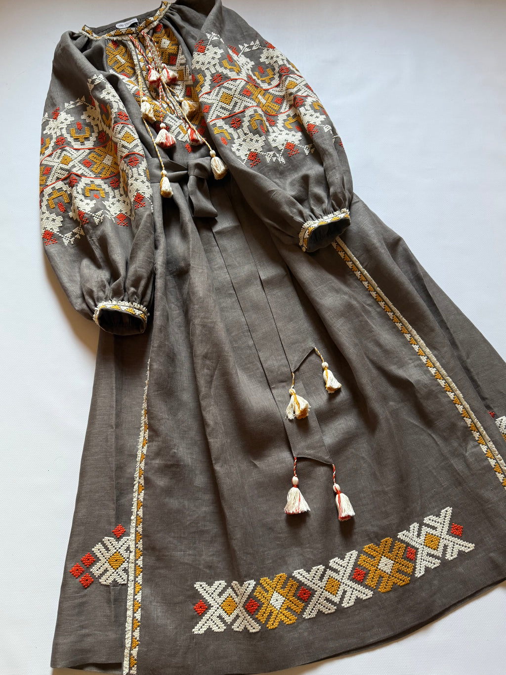 Linen Dress With Handmade Embroidery