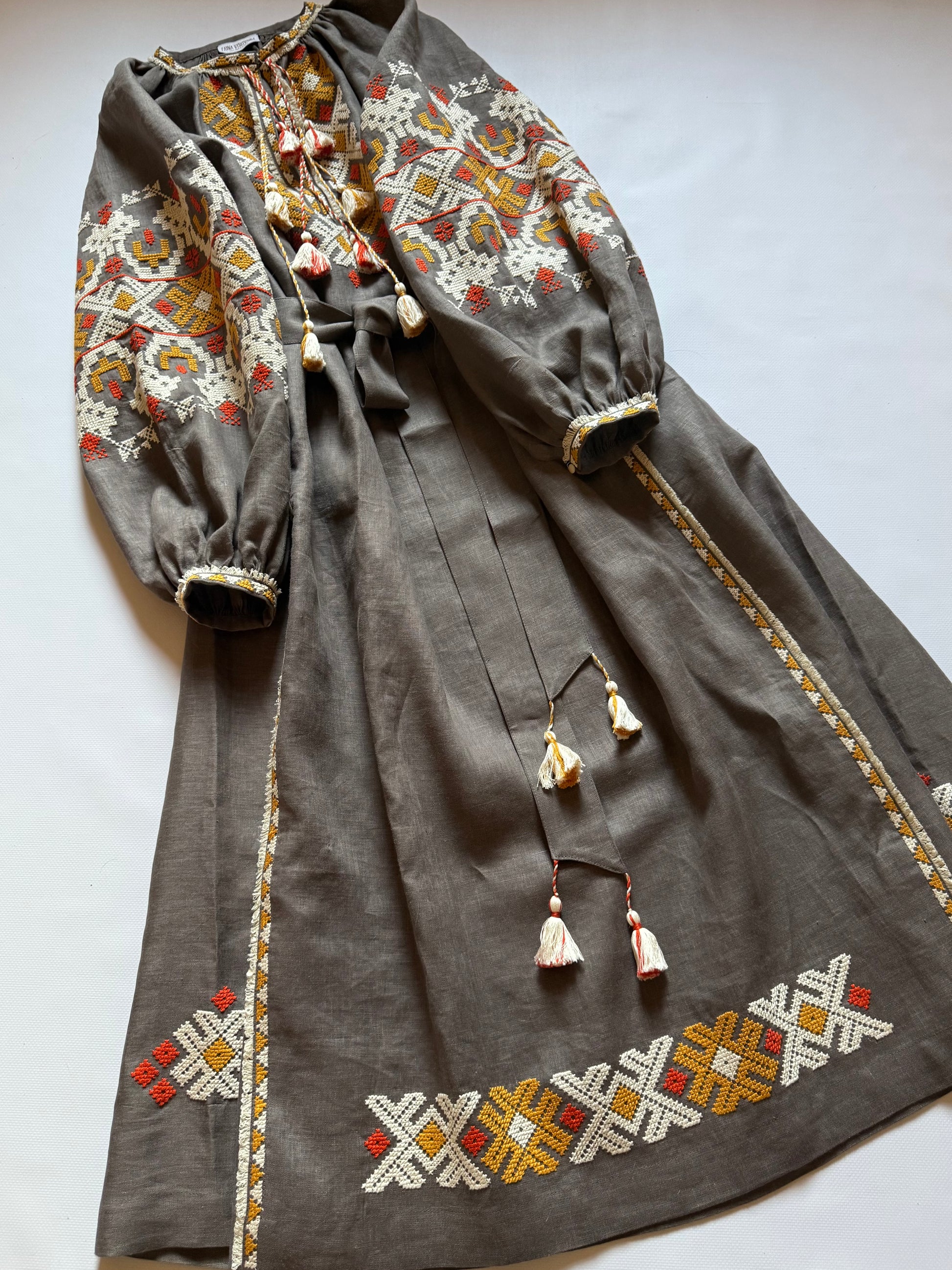 Linen Dress With Handmade Embroidery