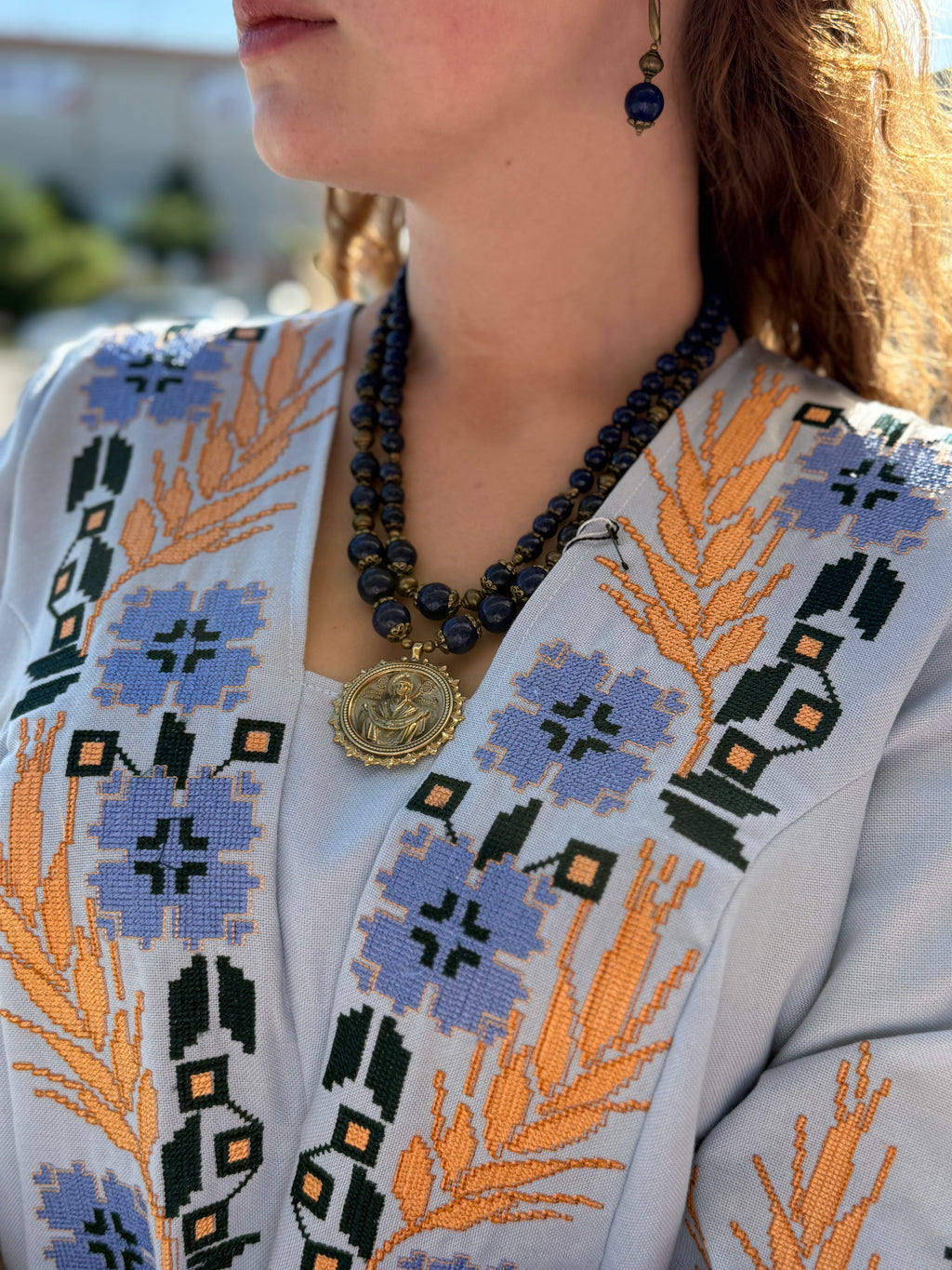 Women’s Embroidered Shirt "Cornflowers" – Light Blue Ukrainian Vyshyvanka with Floral Motifs