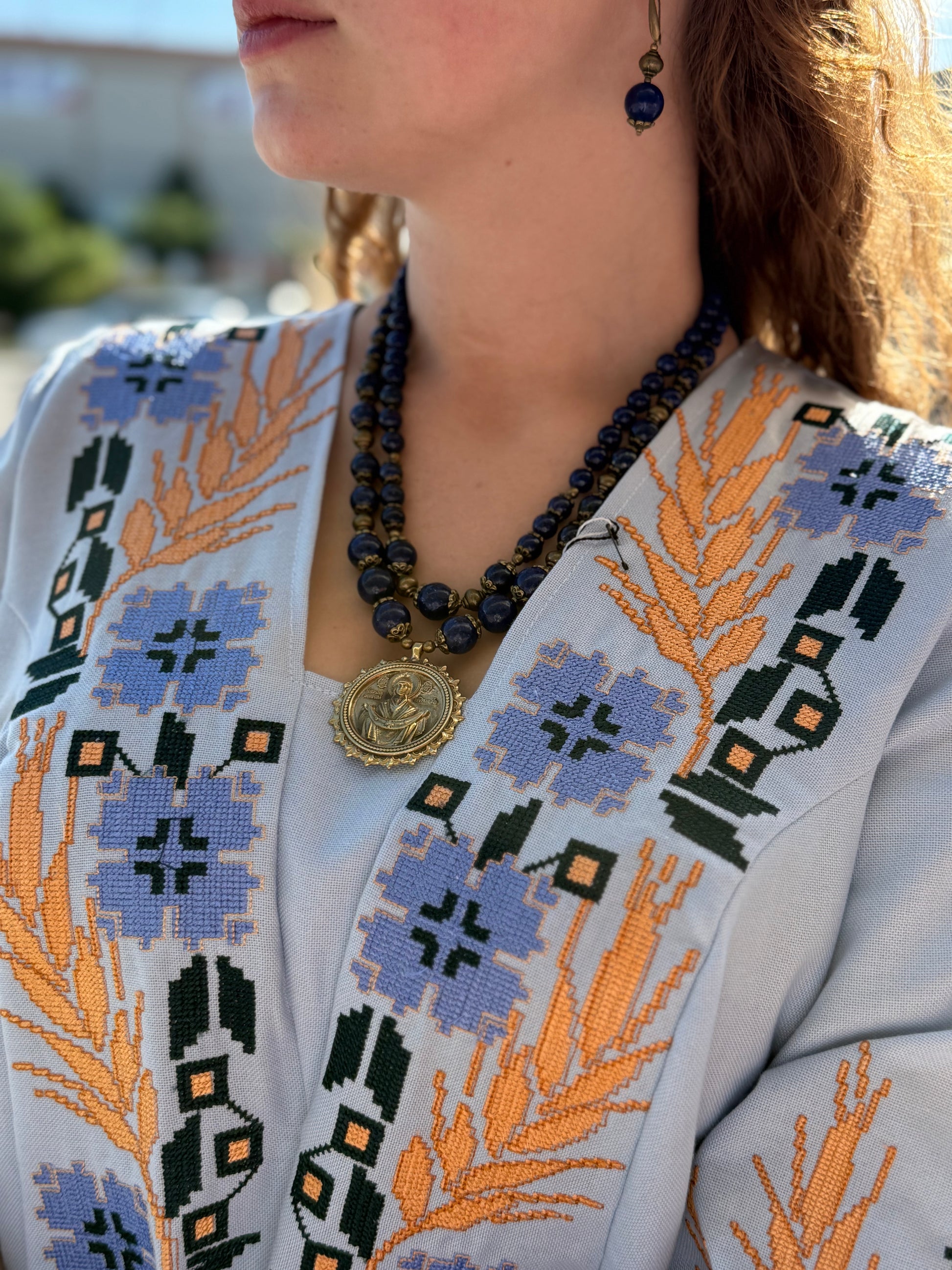 Women’s Embroidered Shirt "Cornflowers" – Light Blue Ukrainian Vyshyvanka with Floral Motifs