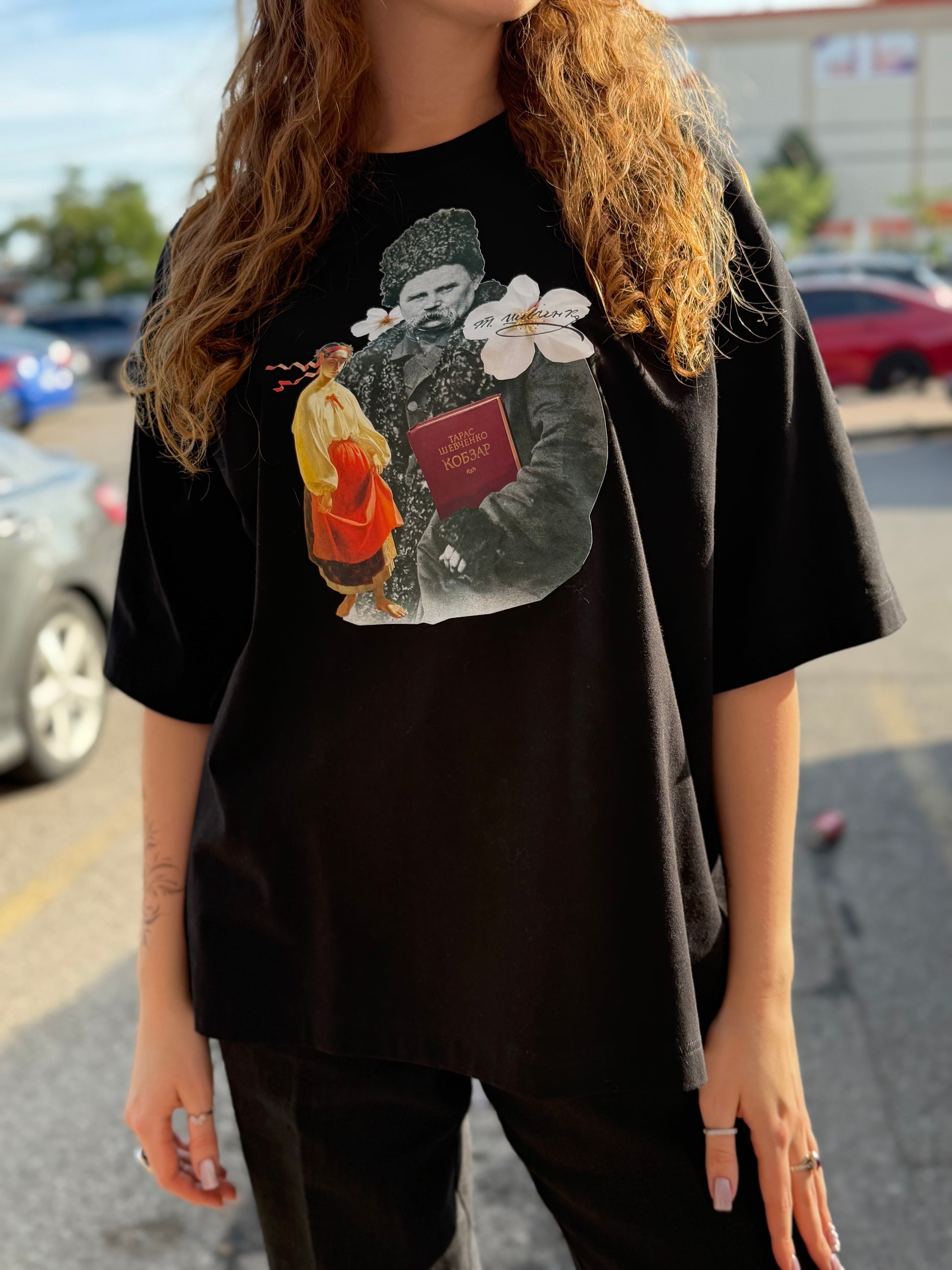 Unisex T-shirt with Taras Shevchenko Print Black