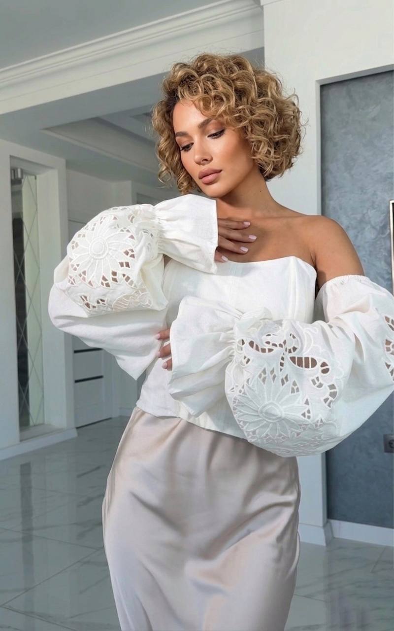 White Cotton Corset with Sleeves