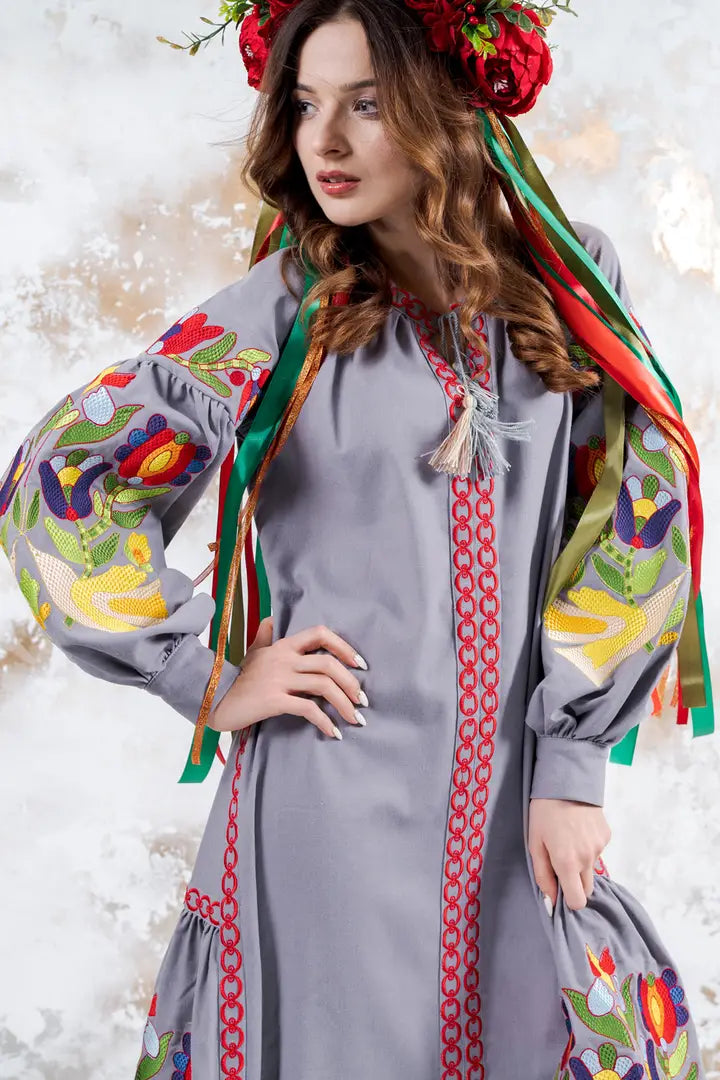 “Flora” Dress Gray