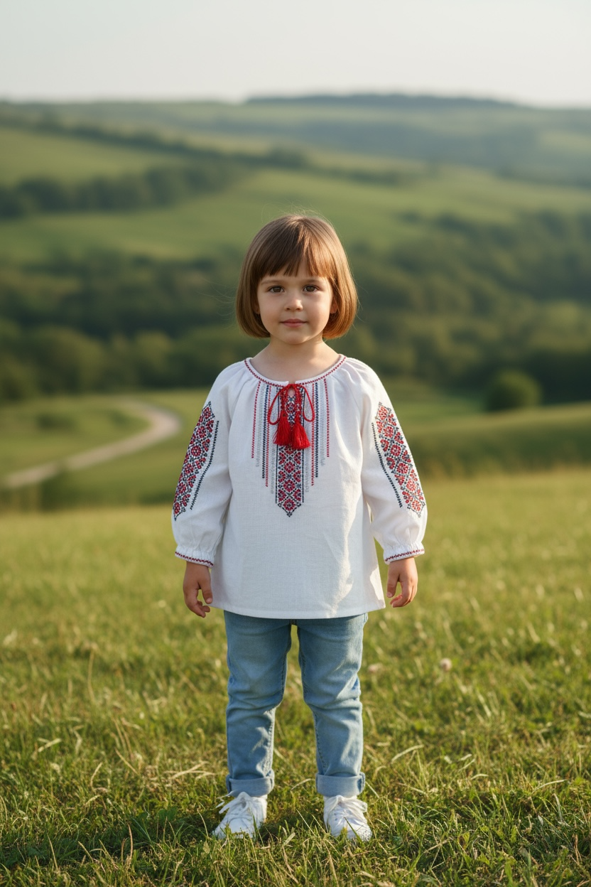 Girls White Vyshyvanka Long Sleeve In Ukrainian Traditions