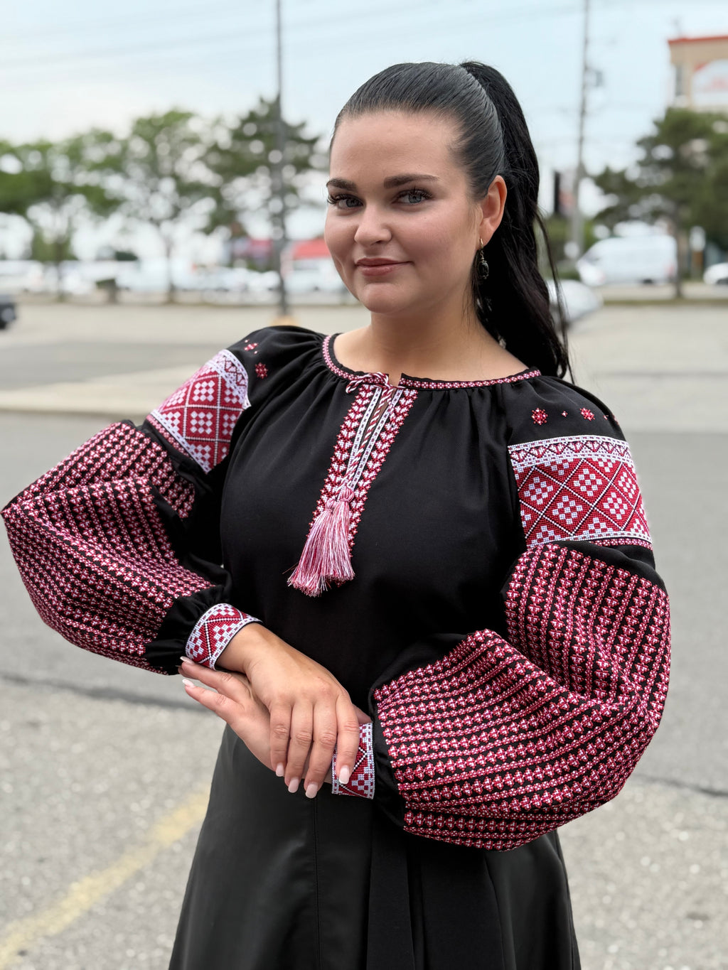 Women’s Black Vyshyvanka Linen Long Sleeve In Ukrainian Traditions