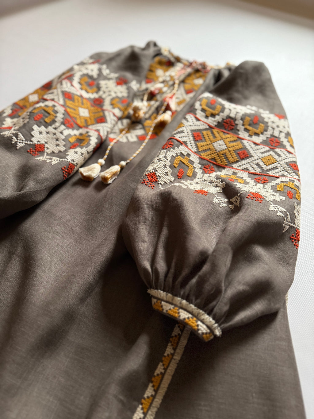 Linen Dress With Handmade Embroidery