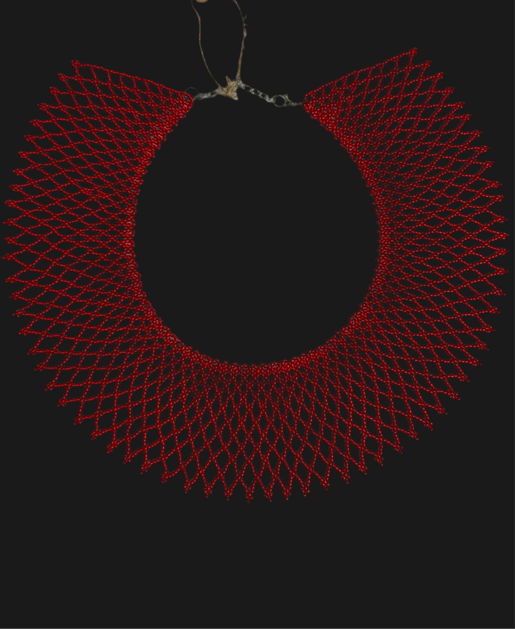 Beaded Necklace "Red Weaving"