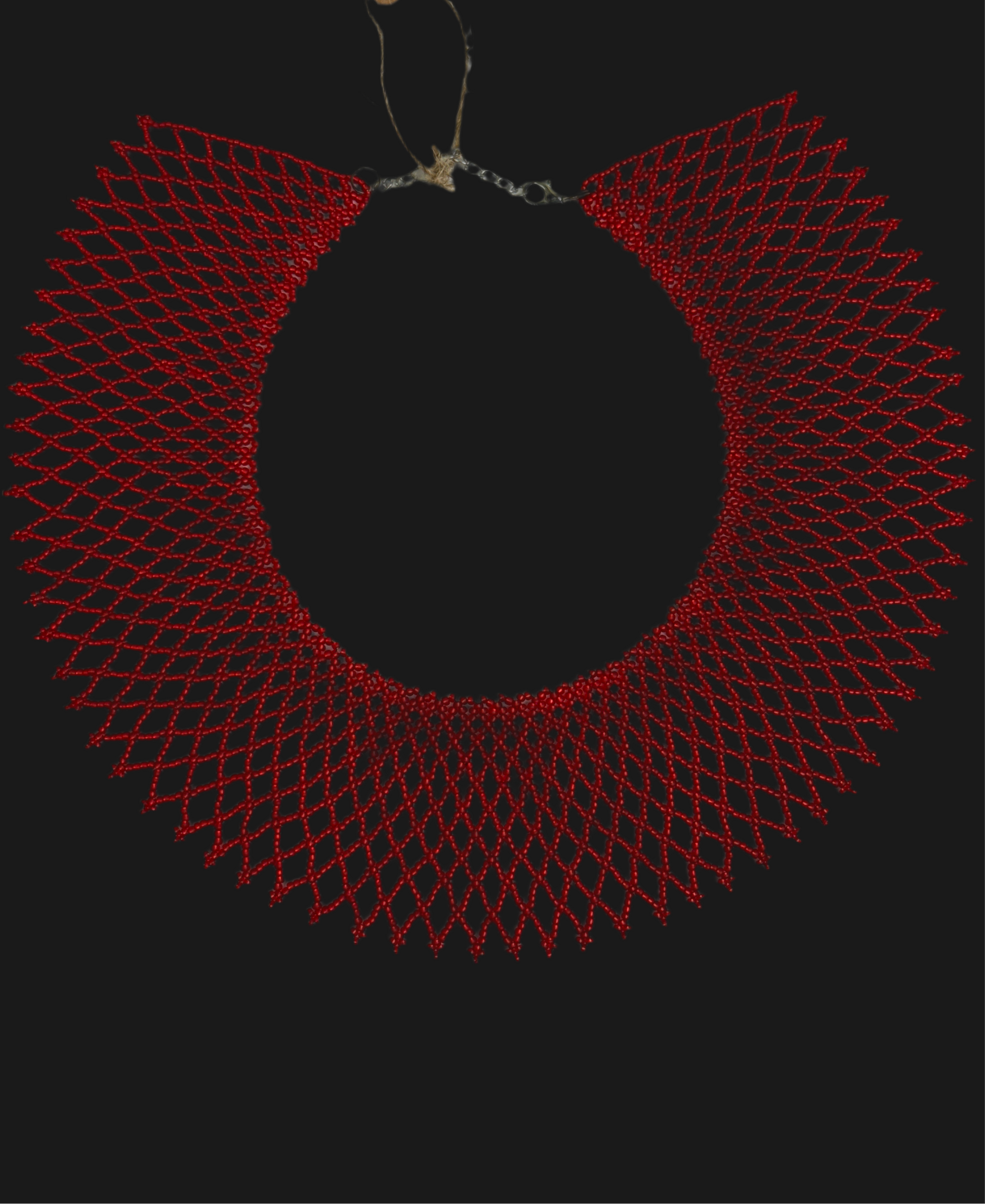 Beaded Necklace "Red Weaving"