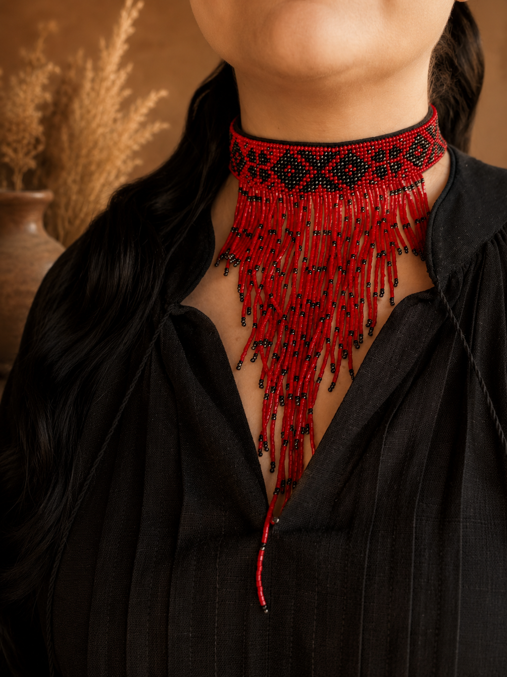 Borshchiv-Inspired Beaded Necklace