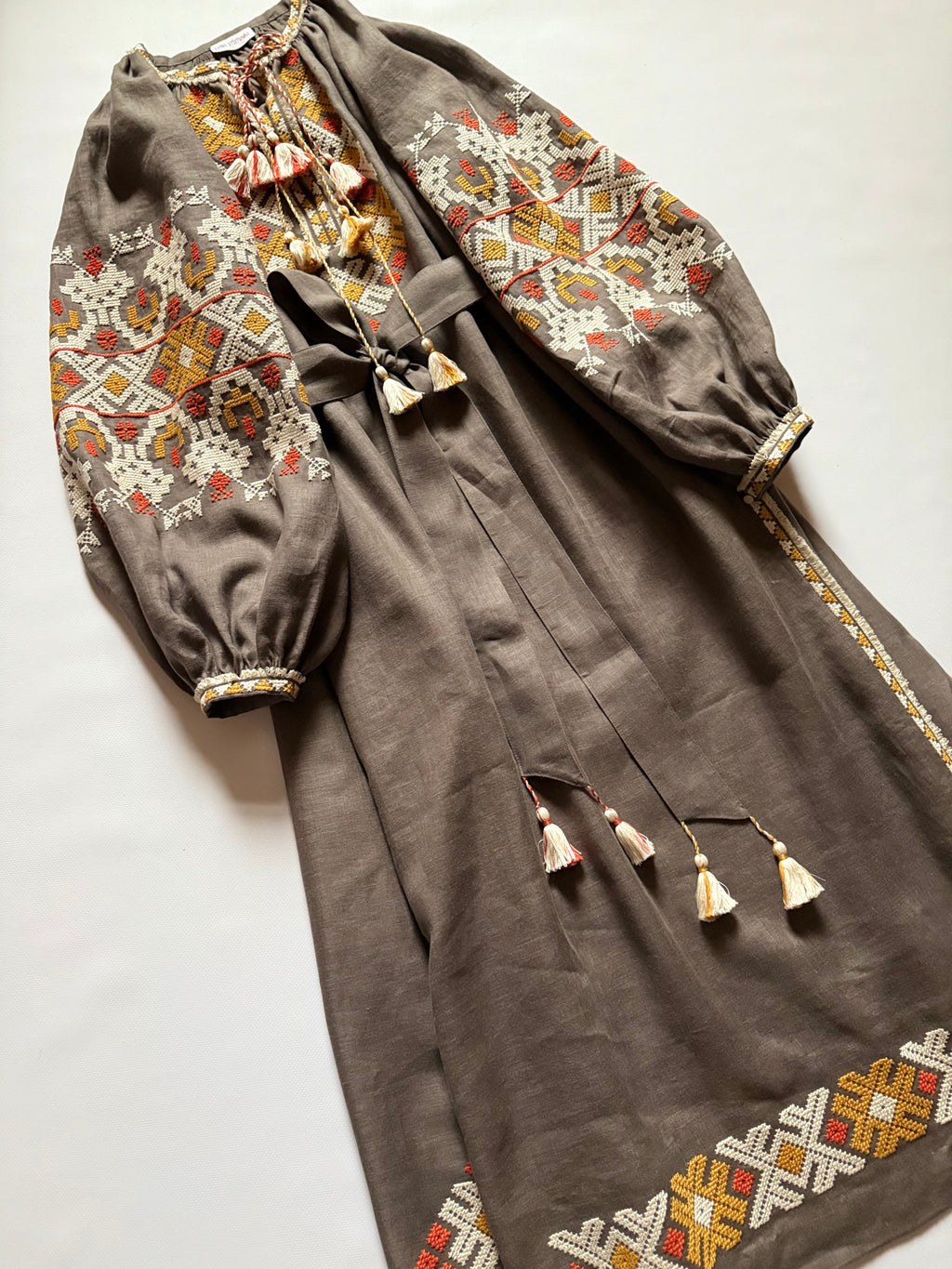 Linen Dress With Handmade Embroidery