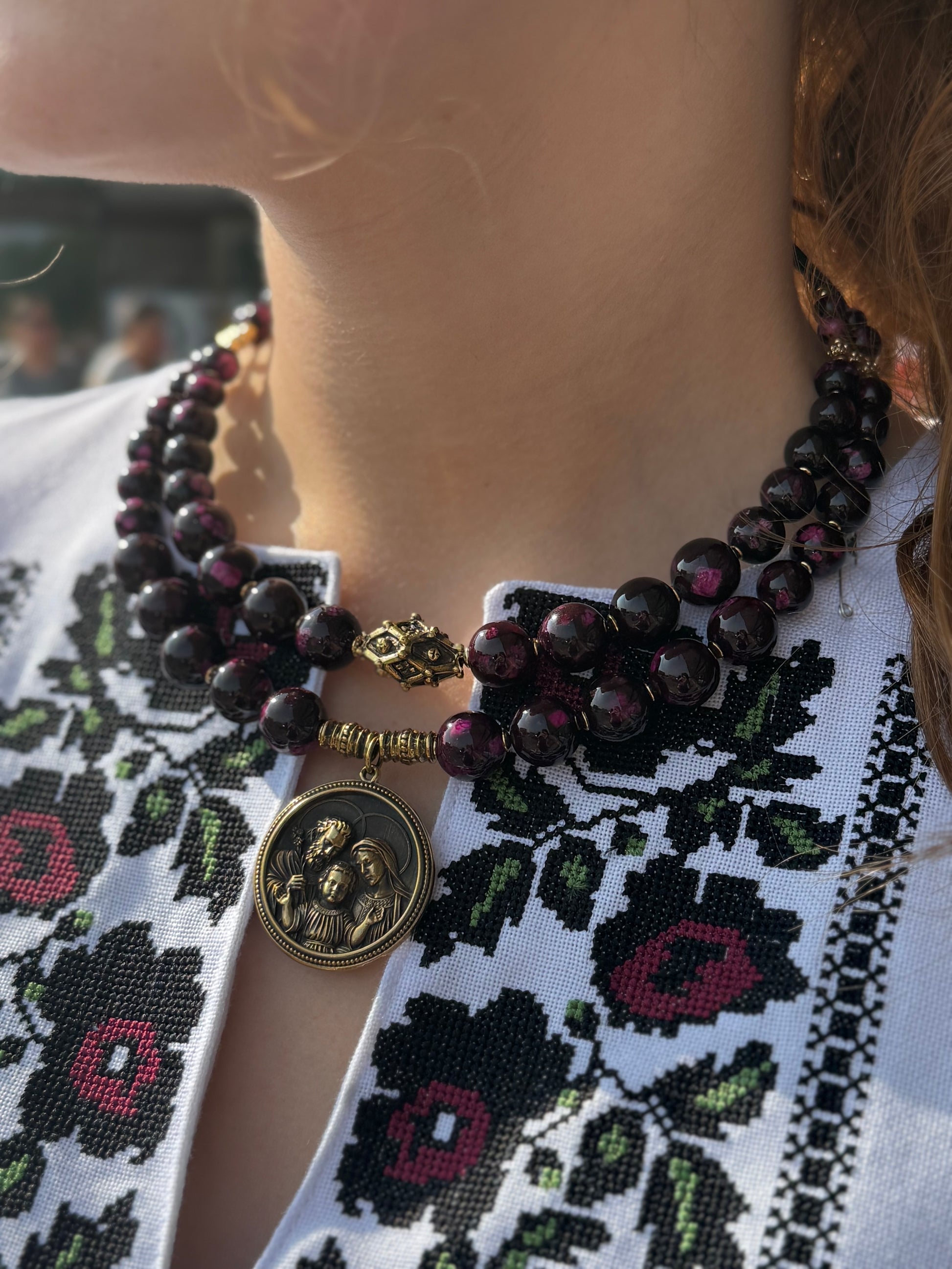 Women’s Embroidered Shirt "Festive" – Short Sleeve Ukrainian Vyshyvanka with Colorful Floral Embroidery