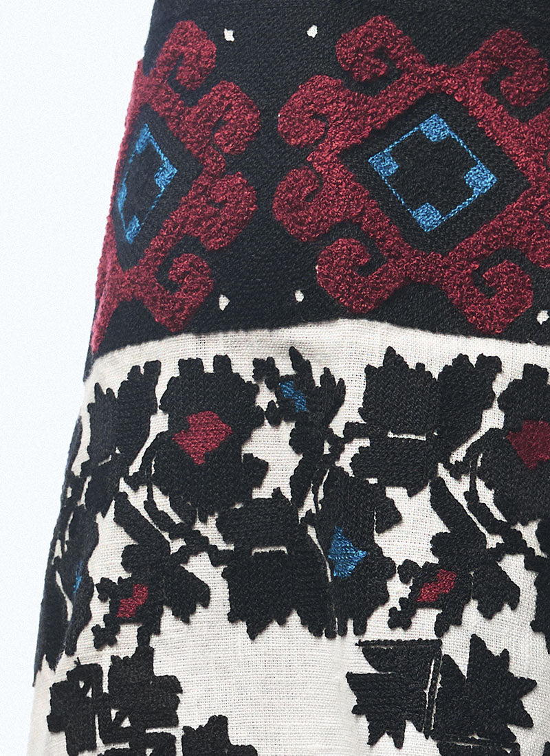 Borshchiv Embroidered Linen Blouse with Statement Sleeves