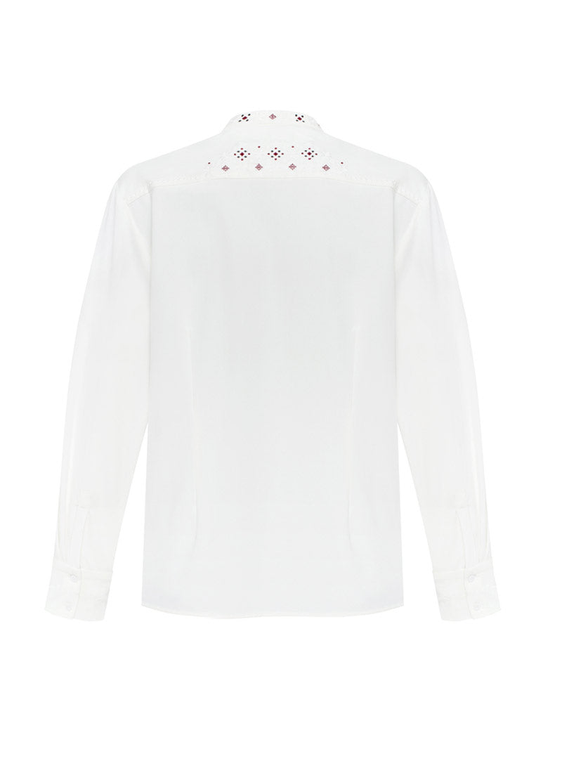 “Neboskhyl” White Embroidered Shirt for Men