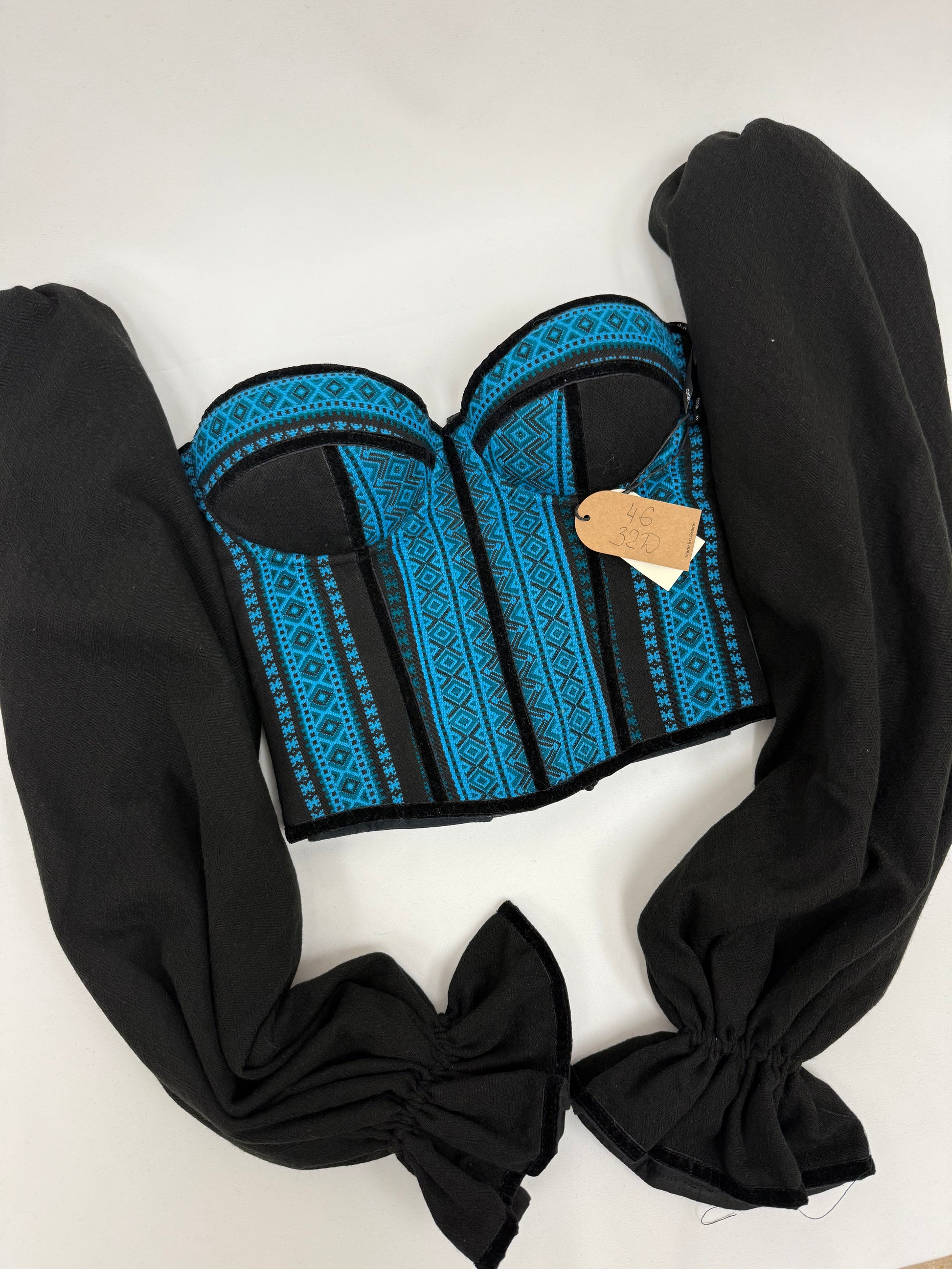 Black and Blue Corset – Ukrainian-Inspired Waist Corset with a Modern Edge