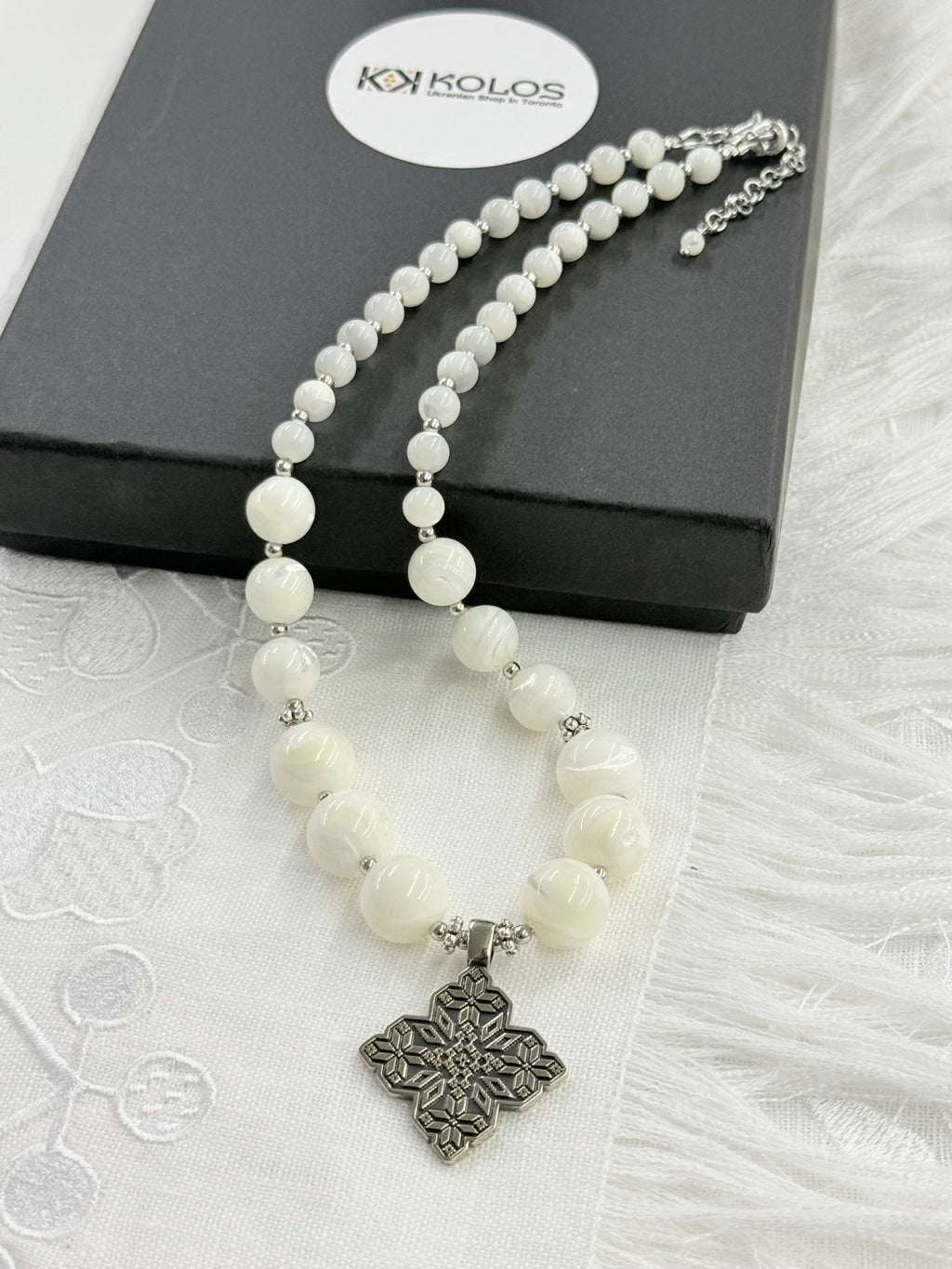 Mother of Pearl Necklace with German Silver Pendant