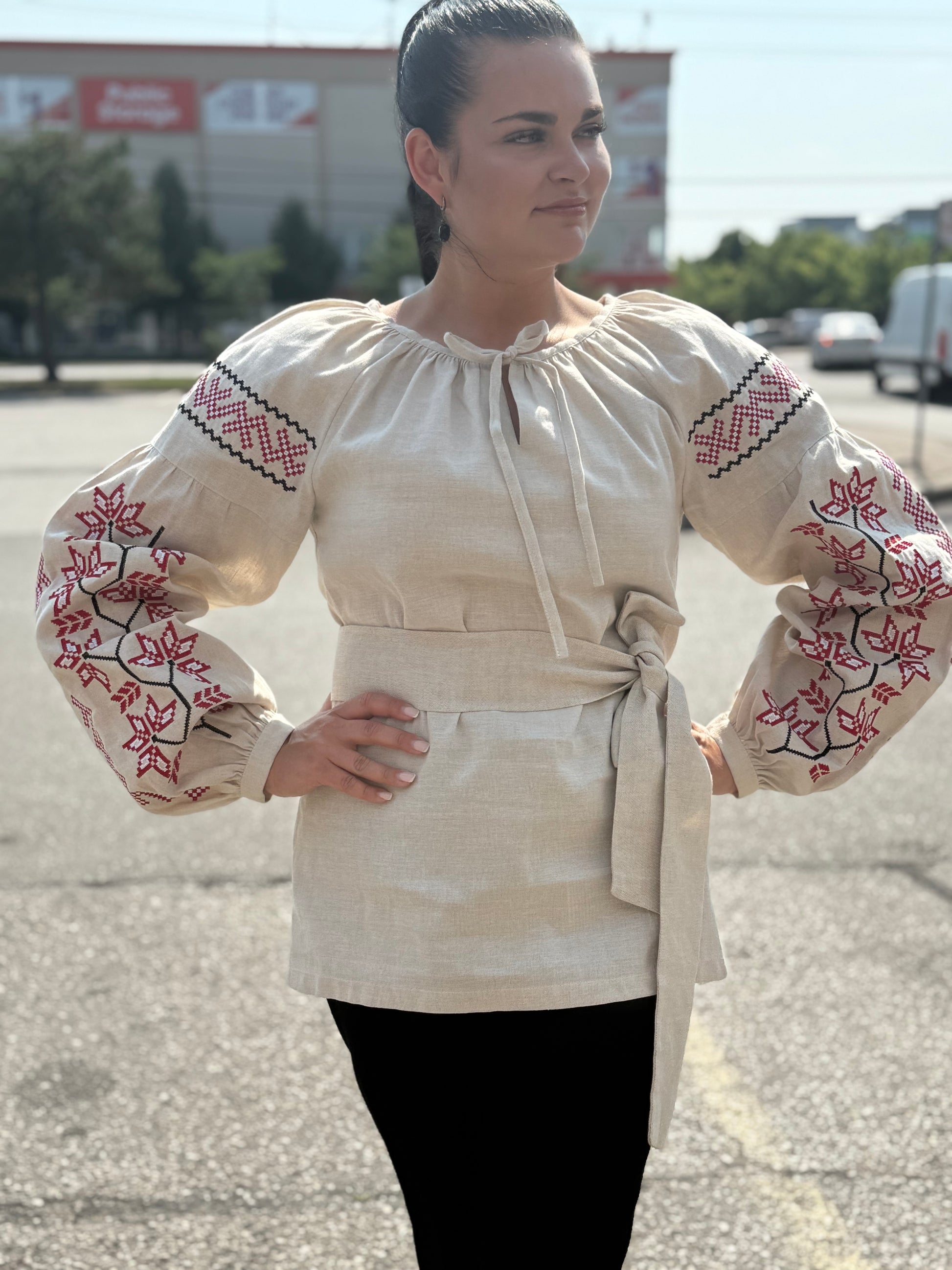 Women’s Vyshyvanka Linen Long Sleeve In Ukrainian Traditions