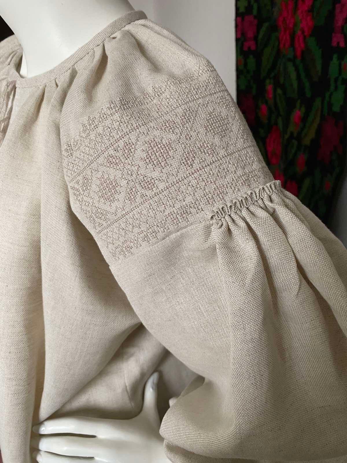 Women’s Long Linen Shirt with Traditional Embroidery