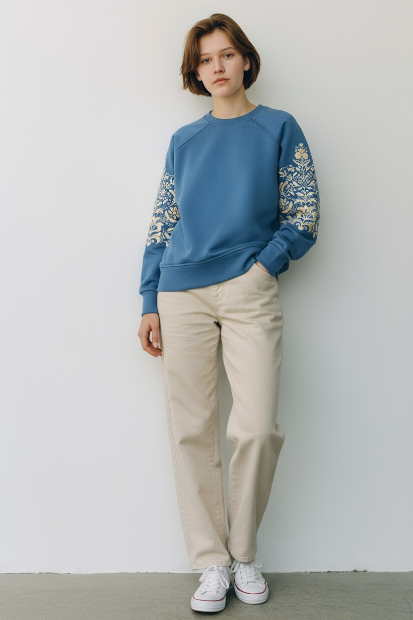 Blue Kids’ Sweatshirt With Embroidery