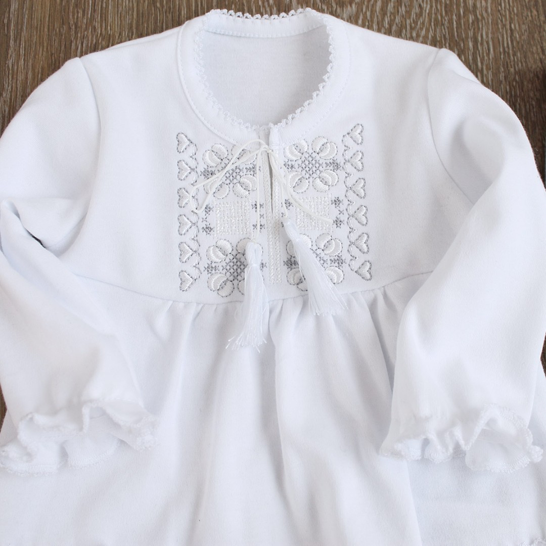 “Heart” Embroidered Christening Outfit for Baby Girls