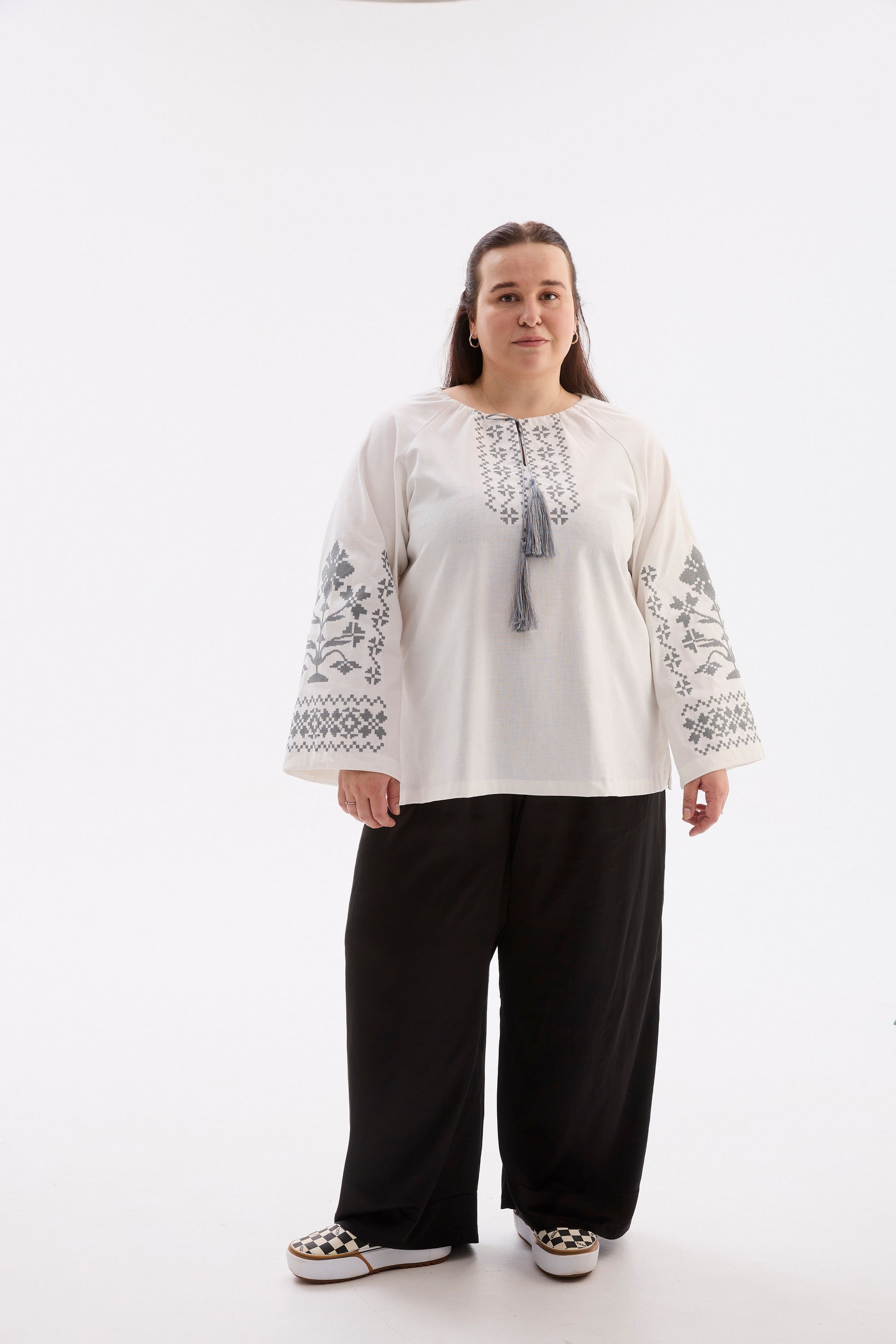 Embroidered Linen Blouse
