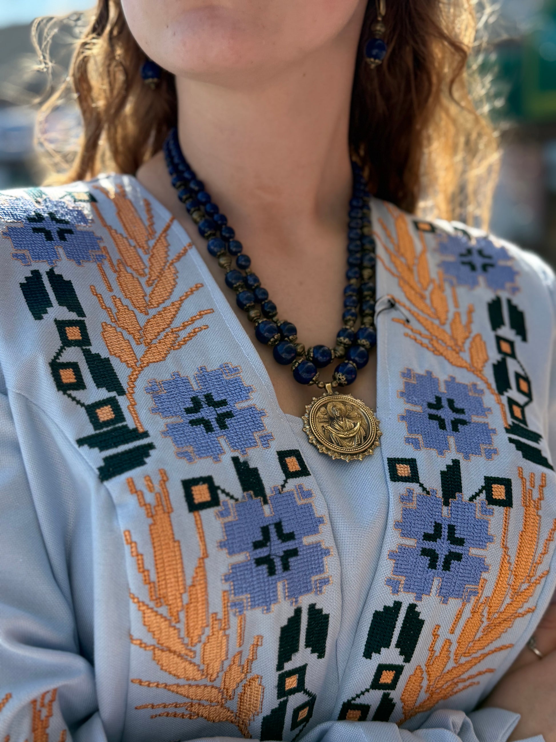 Women’s Embroidered Shirt "Cornflowers" – Light Blue Ukrainian Vyshyvanka with Floral Motifs