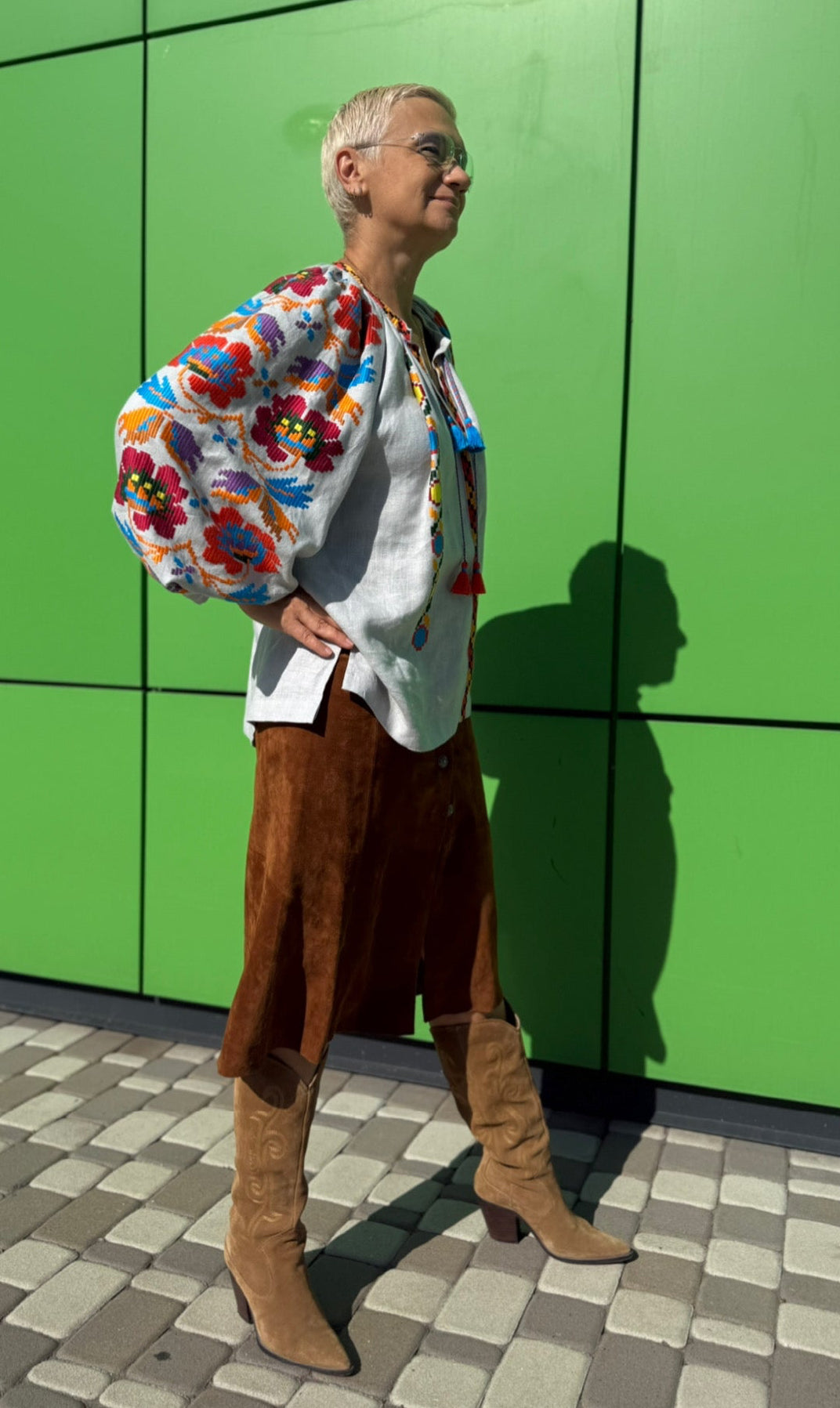 Exclusive Handmade Vyshyvanka On Grey Linen