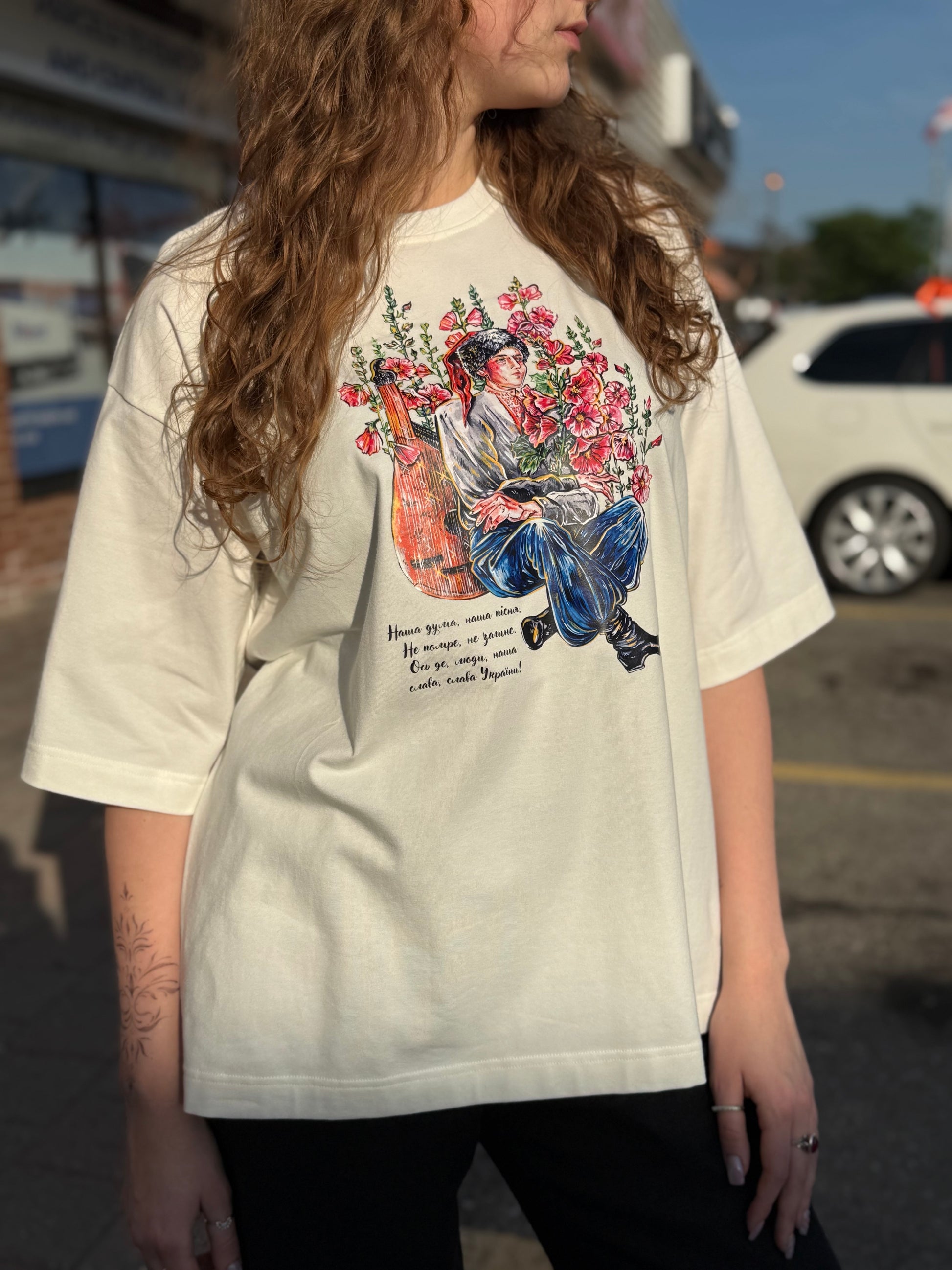 T-Shirt with Ukrainian Print Cossack with Bandura