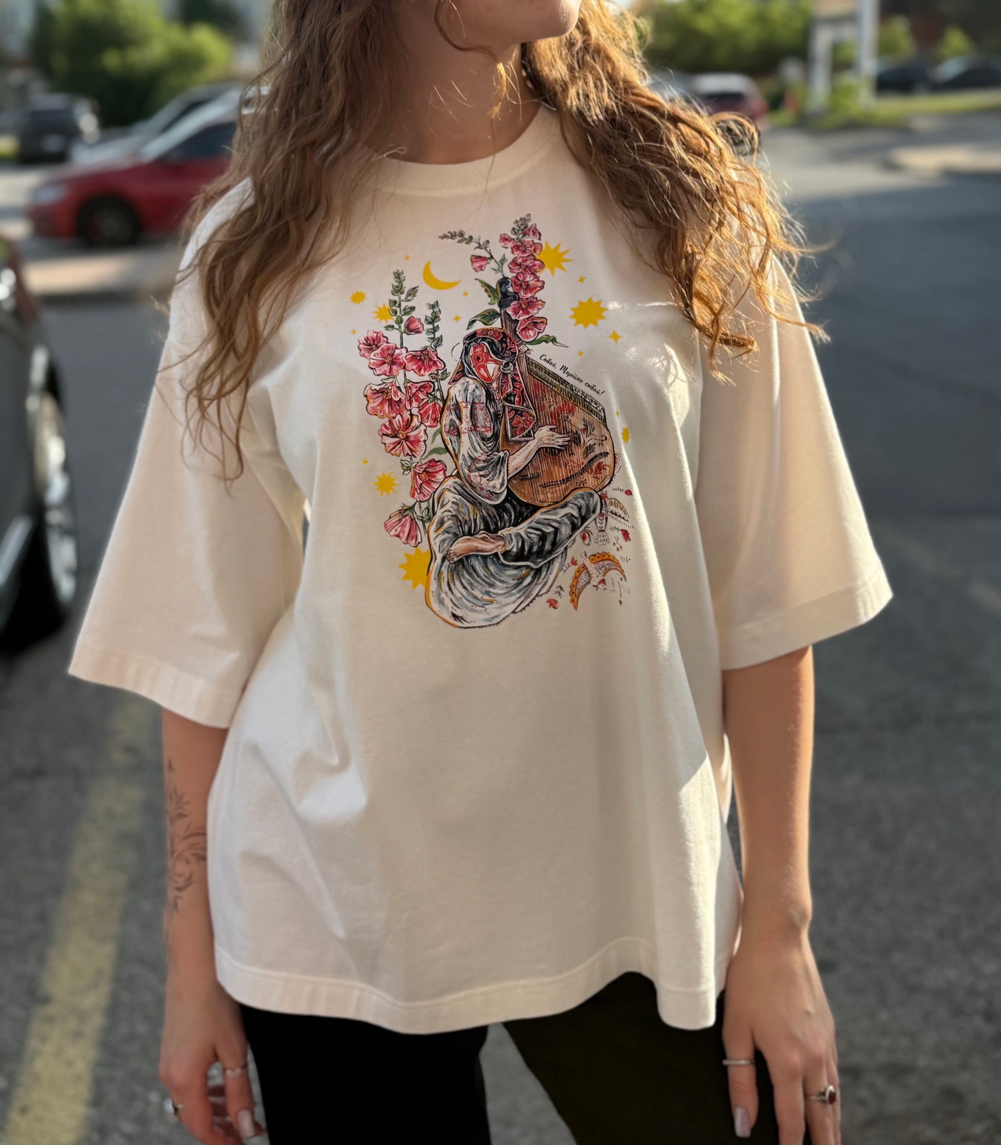 T-Shirt with Ukrainian Print Motanka with Bandura