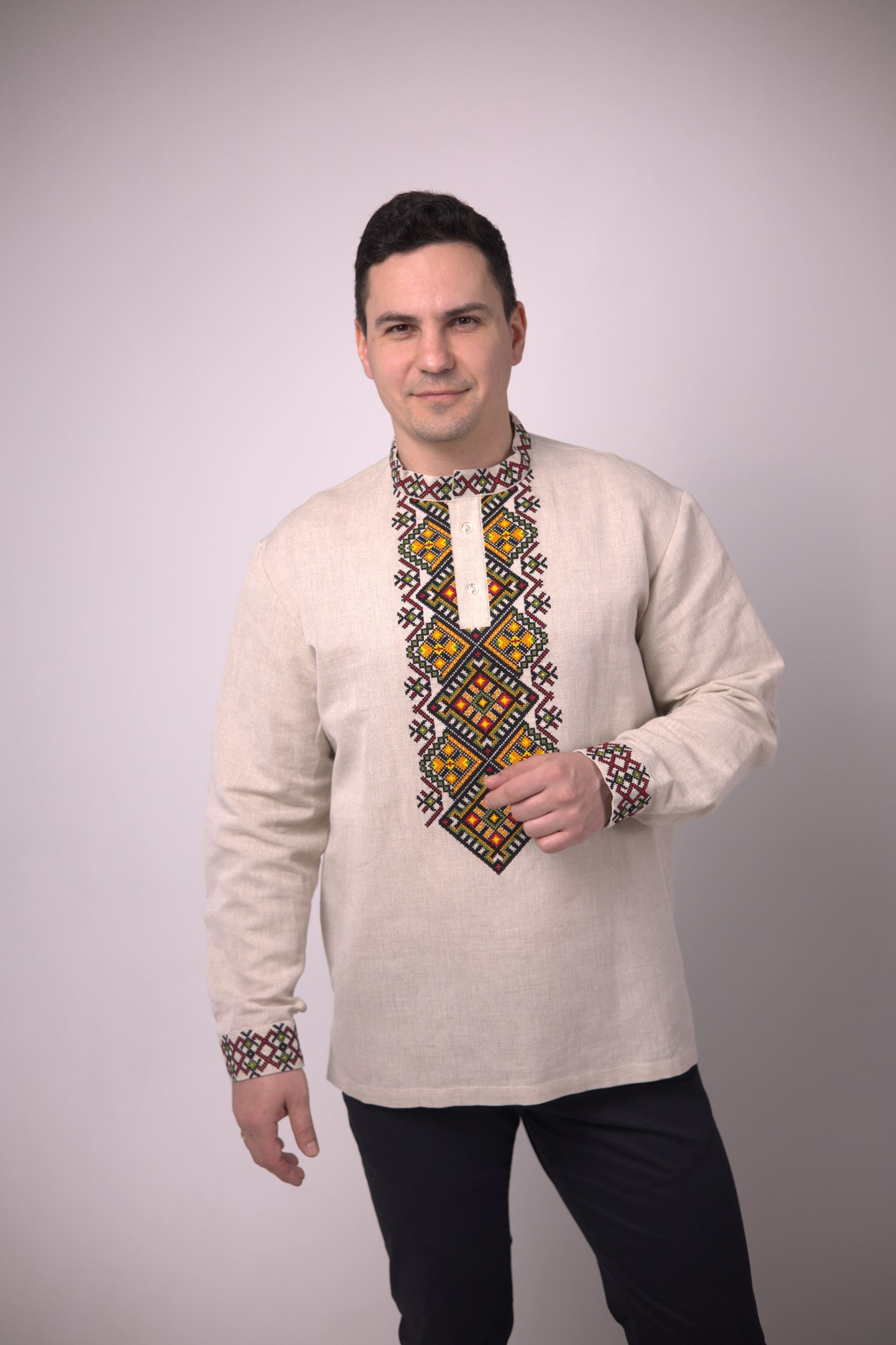 Embroidered dress "Carpathian" (sand)