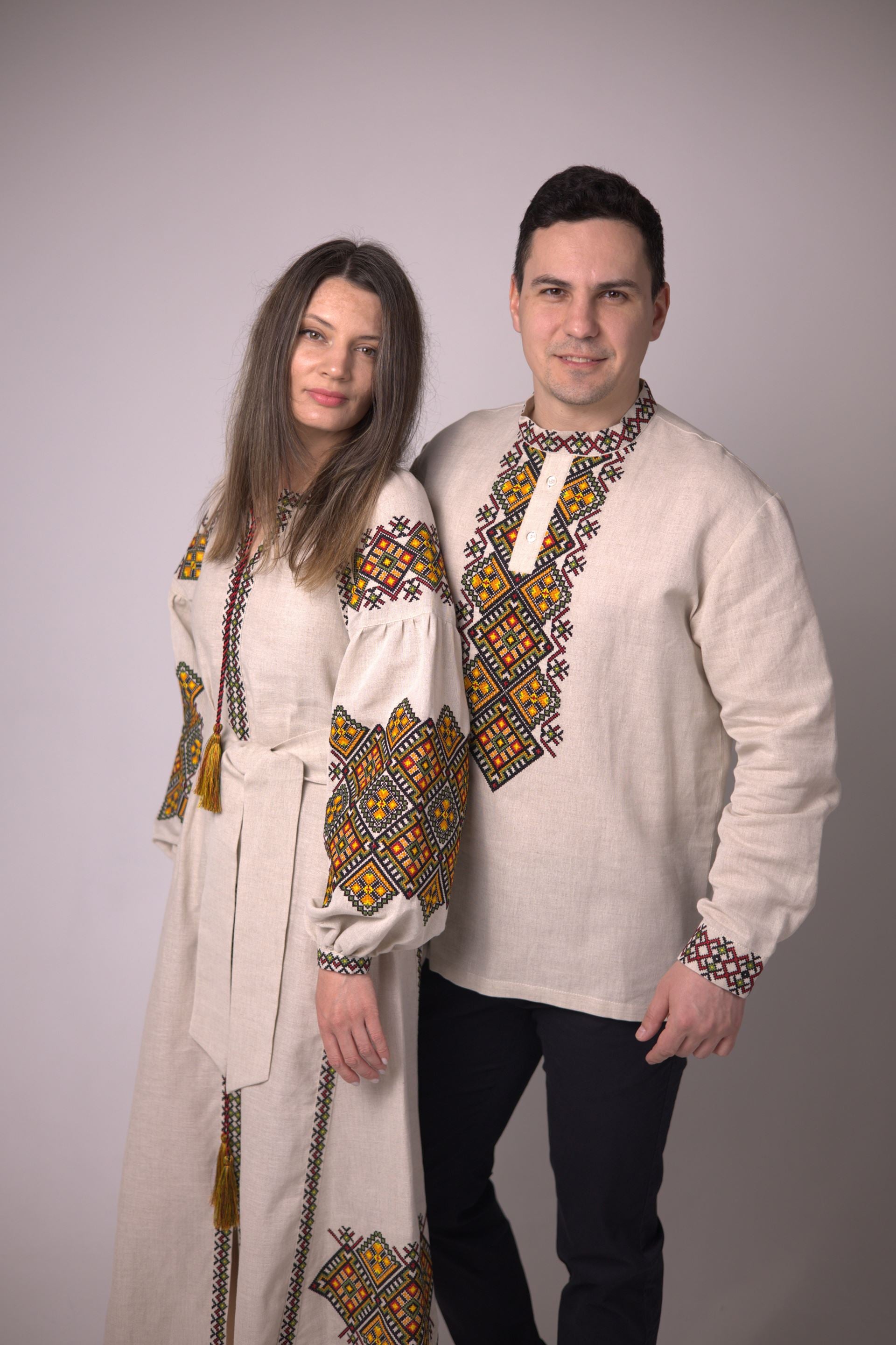 Embroidered dress "Carpathian" (sand)