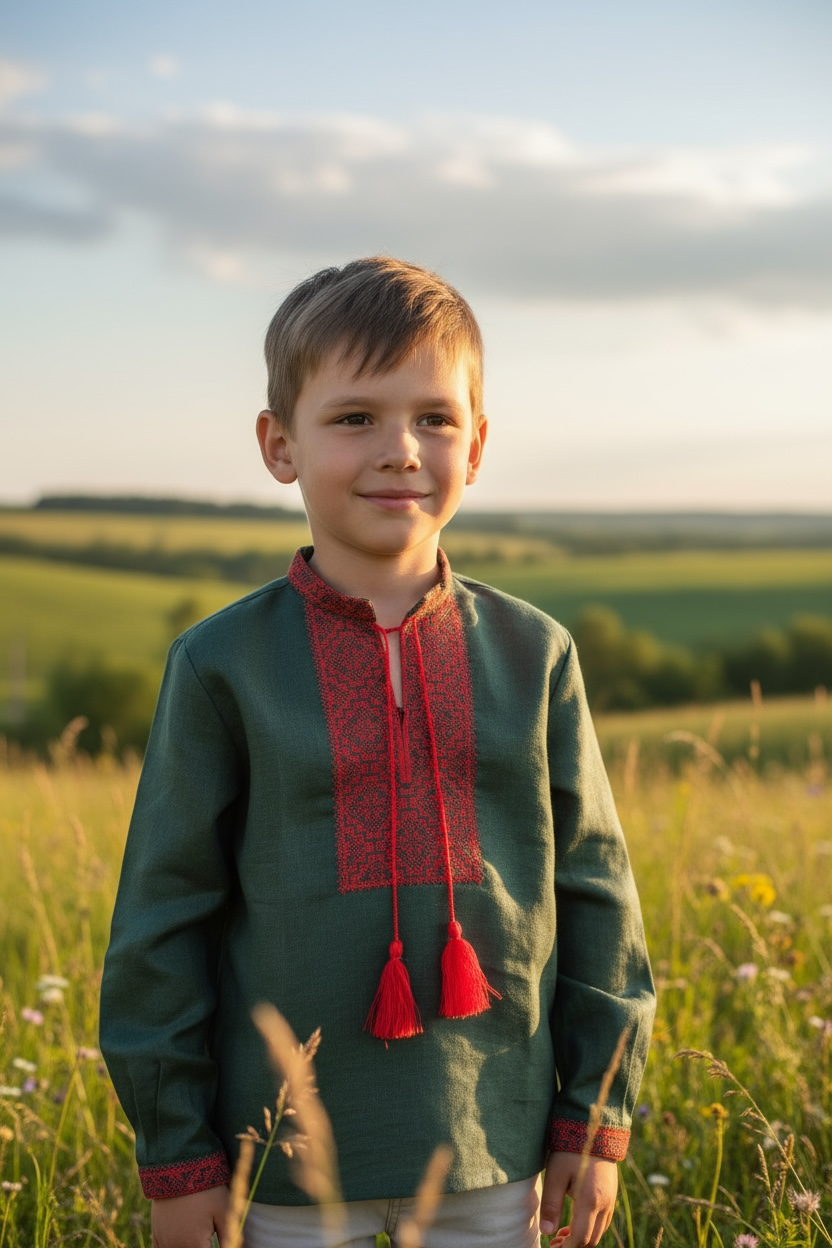 Boys Vyshyvanka Linen Long Sleeve In Ukrainian Traditions