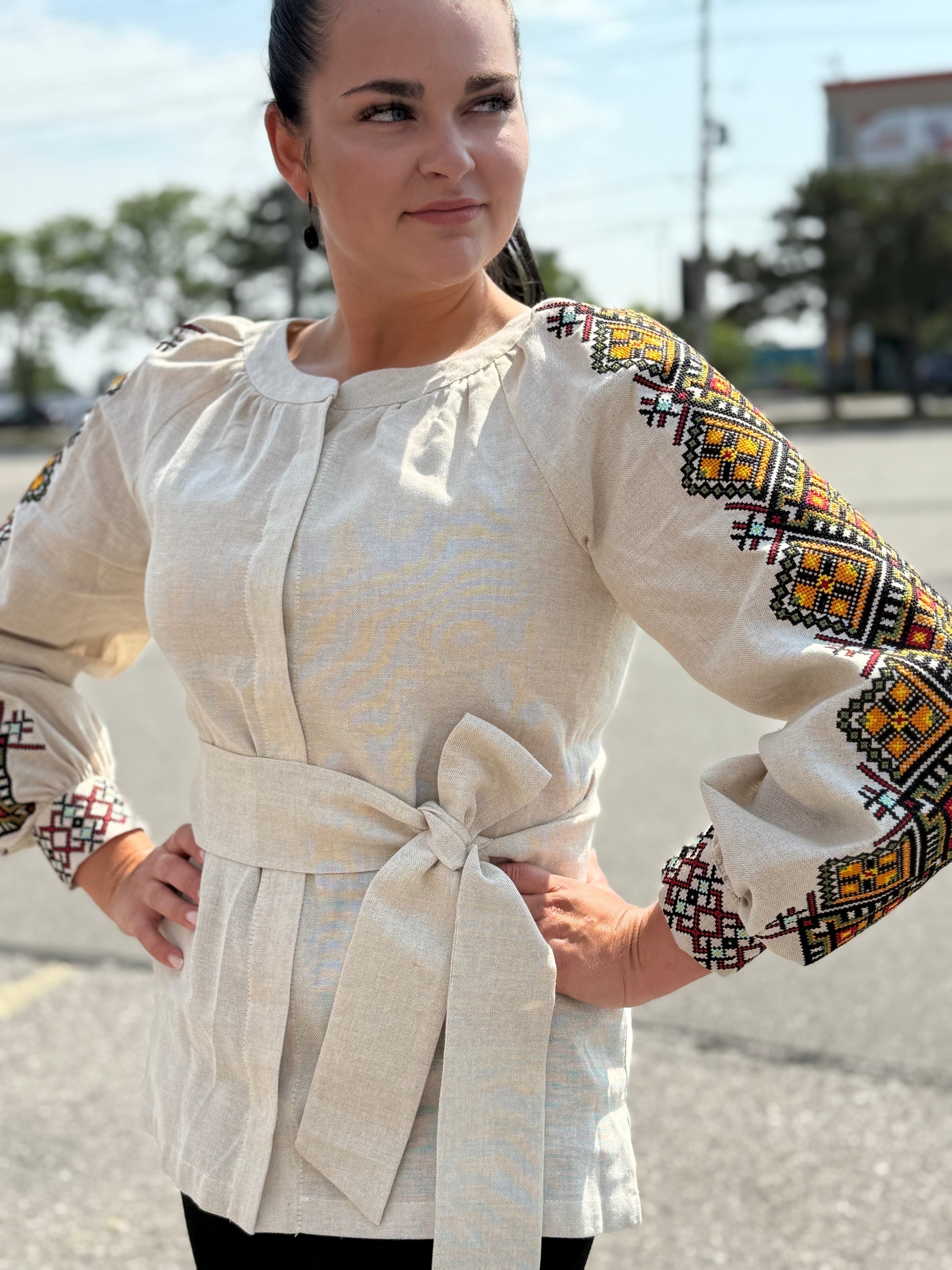Women’s Vyshyvanka Linen Long Sleeve In Ukrainian Traditions