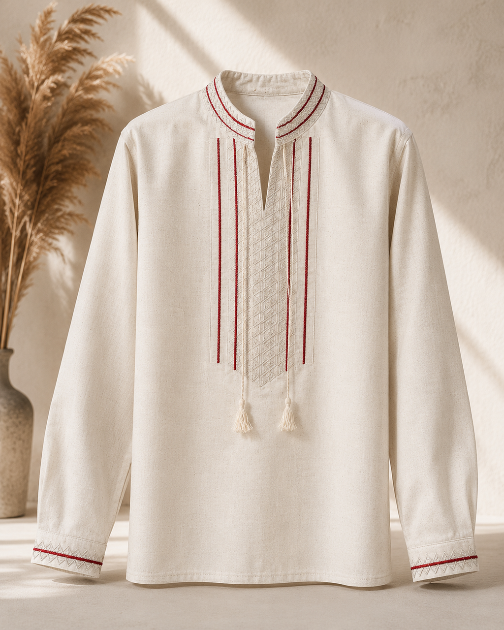 Men’s Linen Shirt with Embroidery