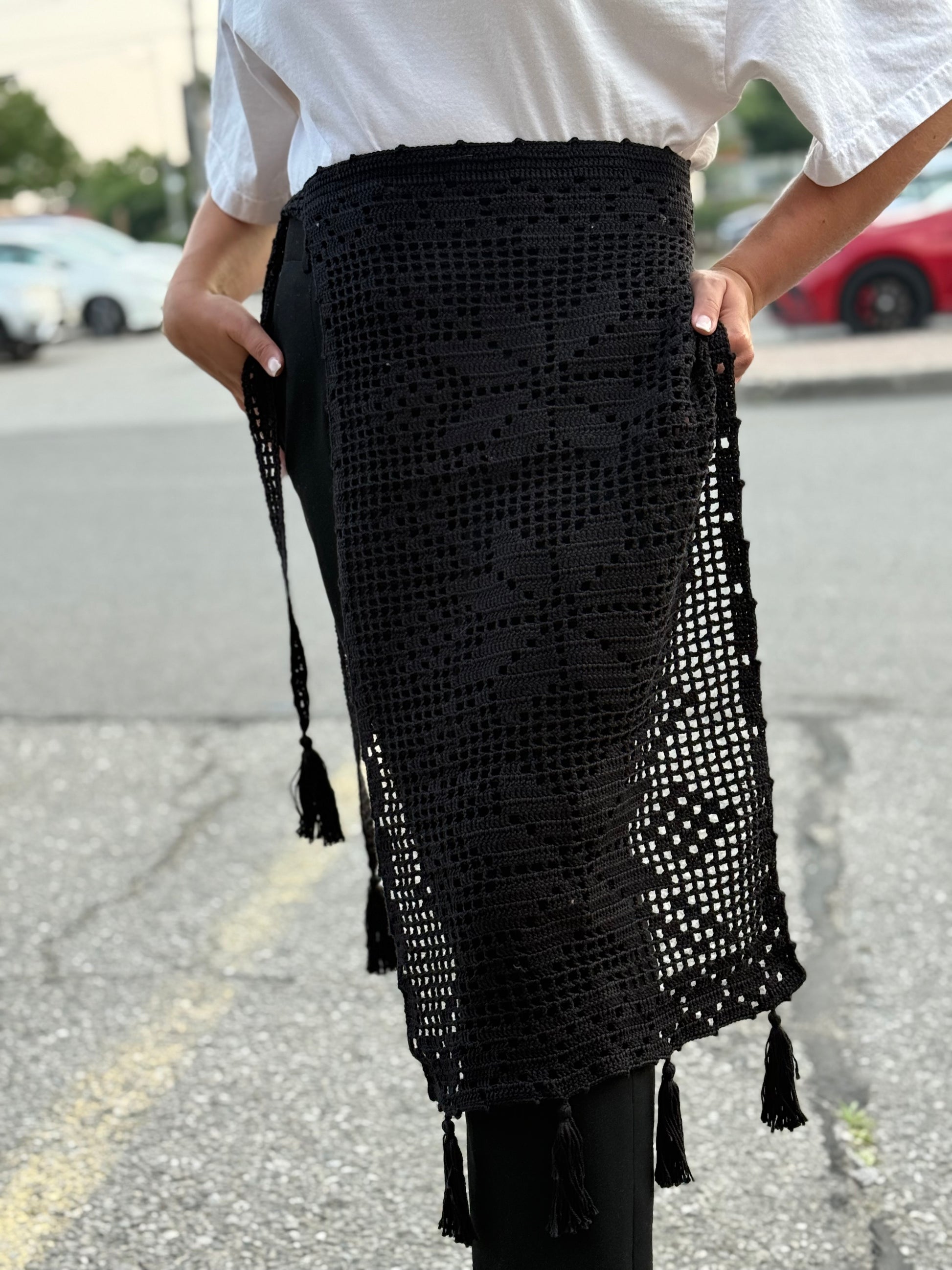 Hand-Knitted “Zapaska” with Traditional Ukrainian Ornament Black Colour
