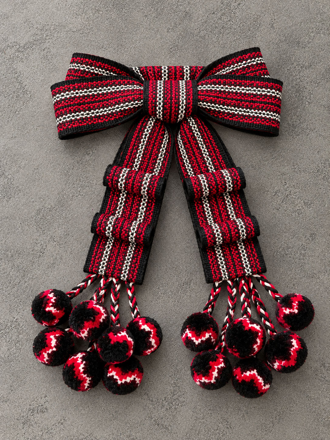 Traditional Women’s Ukrainian Kraika with Tassels Black - Red- White Colours
