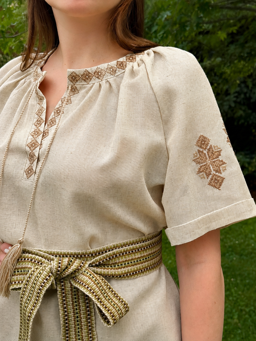 Women’s Linen Cream colour Embroidered Blouse