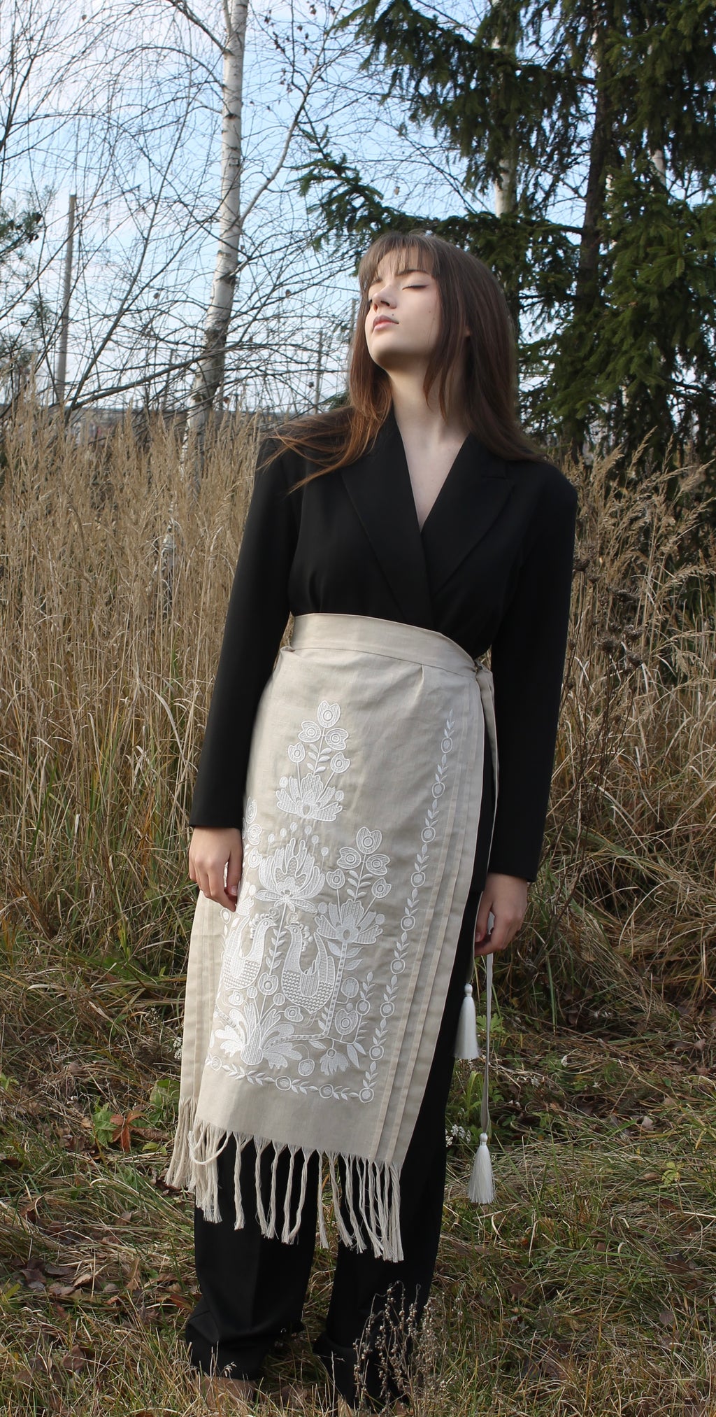 Linen Zapaska (Prypinda) with Traditional Ukrainian Embroidery