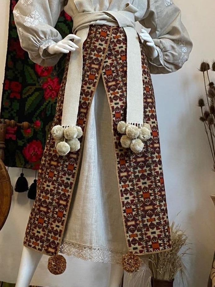 Traditional Ukrainian Plakhta Wrap Skirt Brown colour