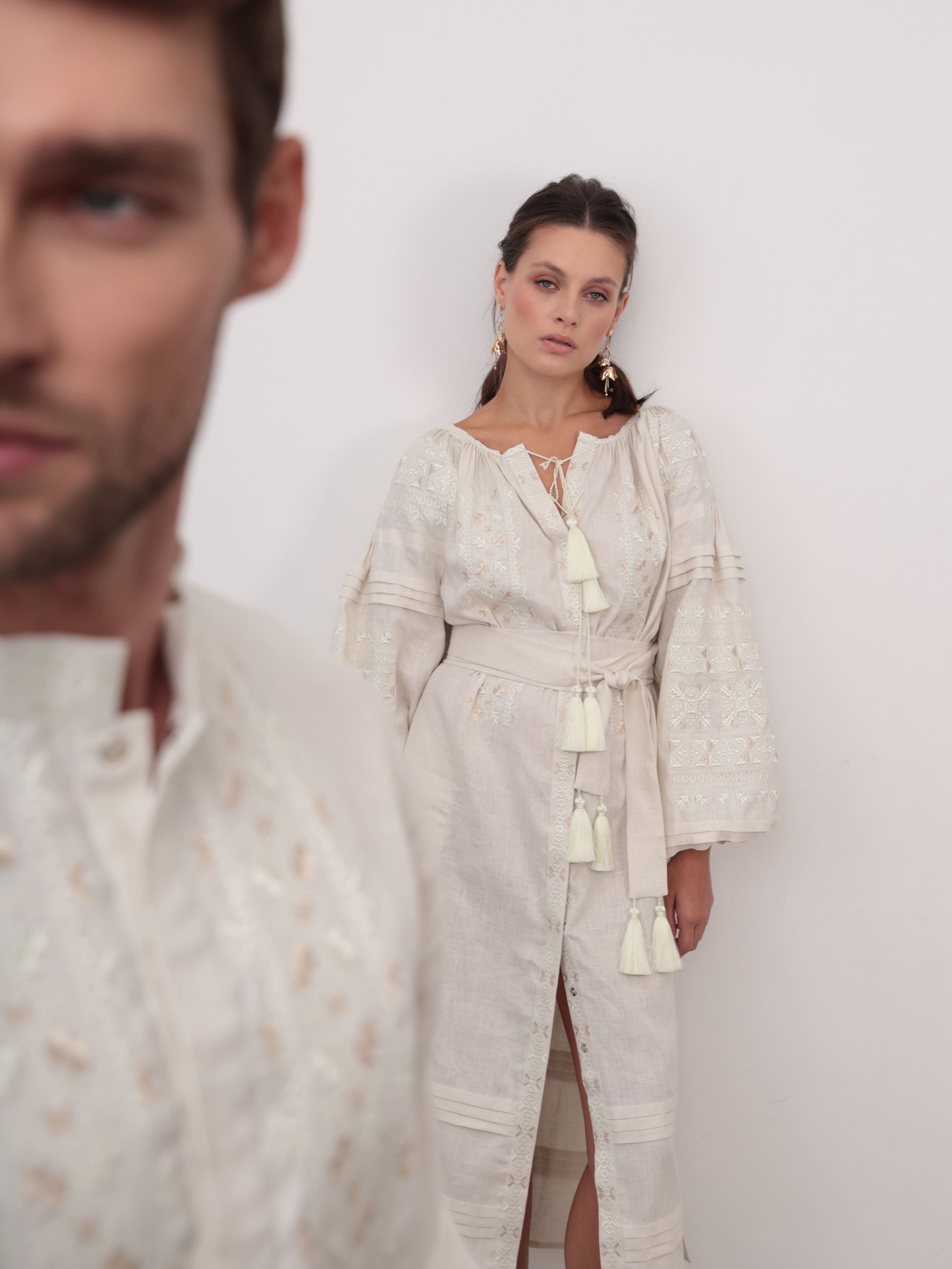 Cream linen dress “Zoriana”