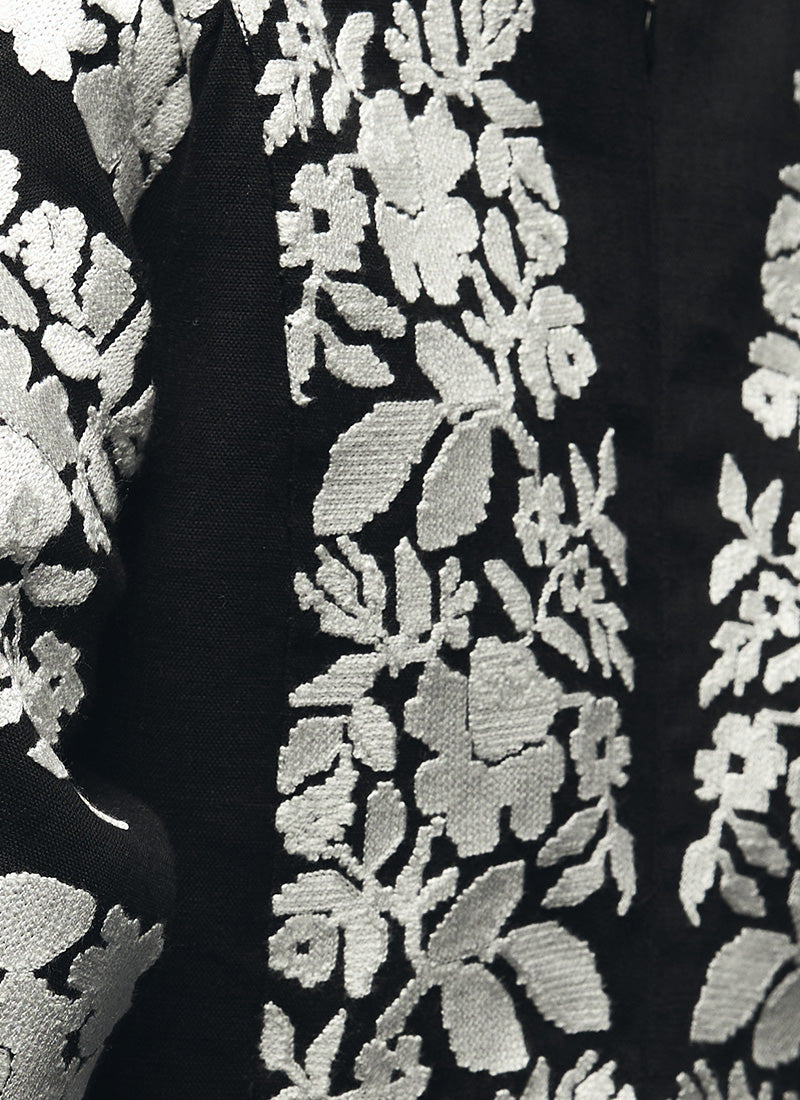 “Poklyk” Black Linen Embroidered Dress