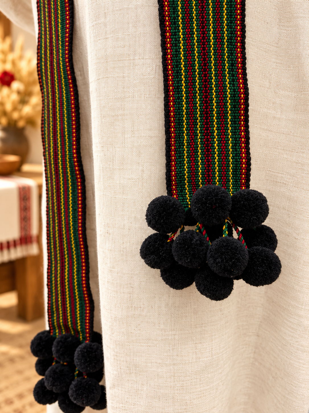 Traditional Women’s Ukrainian Kraika With Red-Green Tassels