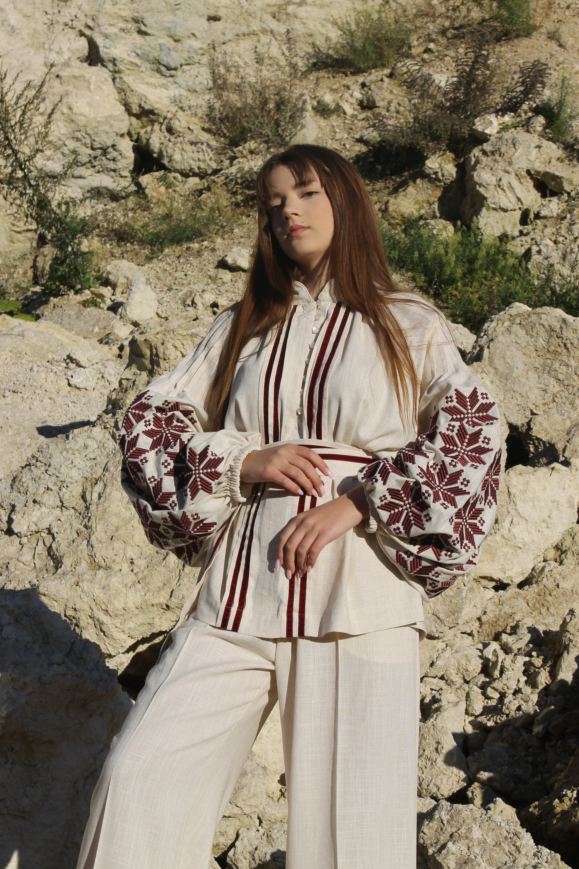 Linen Blouse with Embroidery “Zori”
